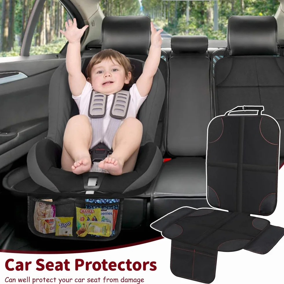 Podkładka pod fotelik samochodowy ISOFIX, z osłoną boczną, z kieszeniami z siatki, ochrona foteli samochodowych, odpowiednia dla niemowląt, małych dzieci