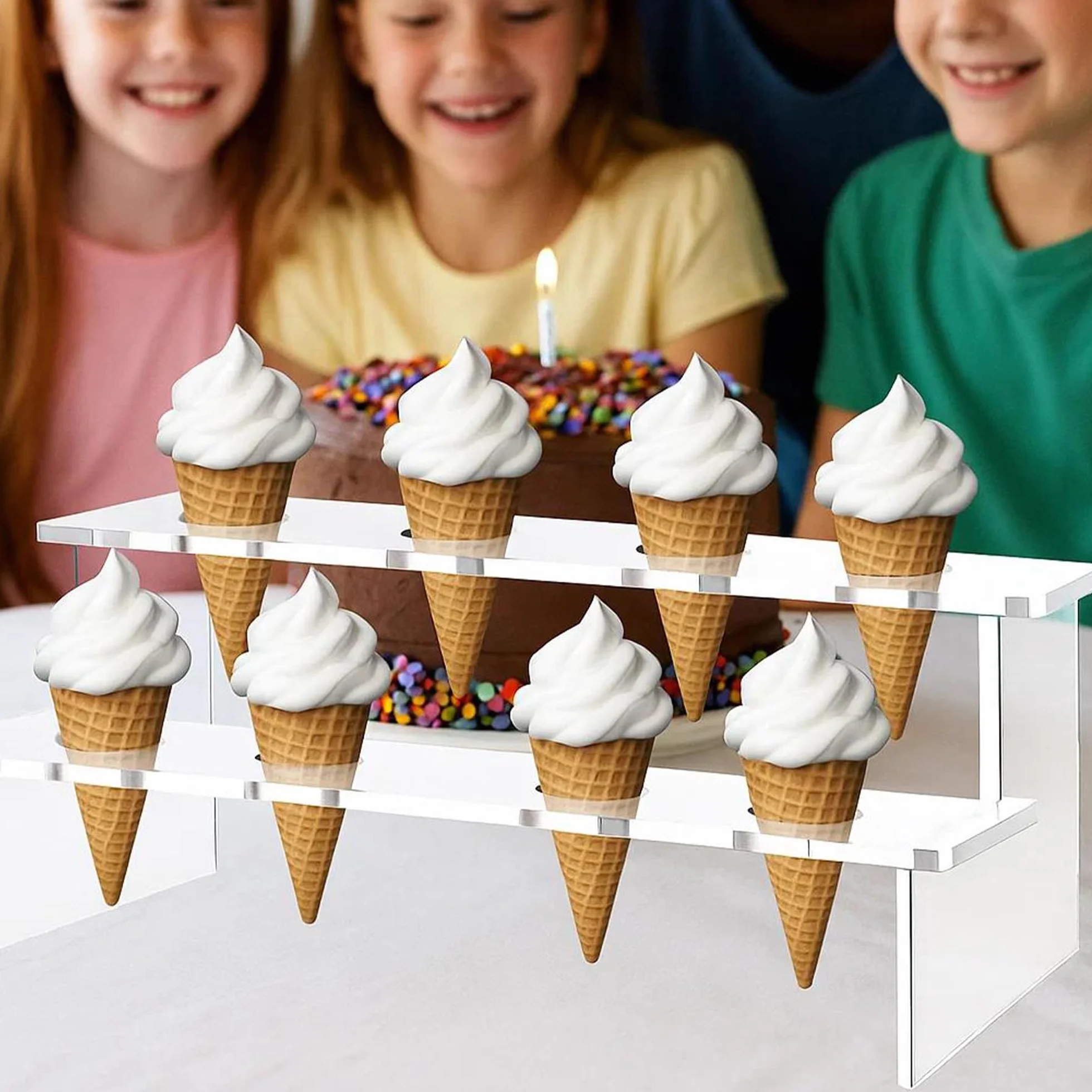 Akrylowy Stoisk Na Lody, 8-Otworowy, Wykonany z Materiału Akrylowego, Przezroczysty i Przezroczysty, Nadaje Się Do Ślubów, Przyjęć Urodzinowych, Kawiarni, Sklepów z Deserami (prostokątny)