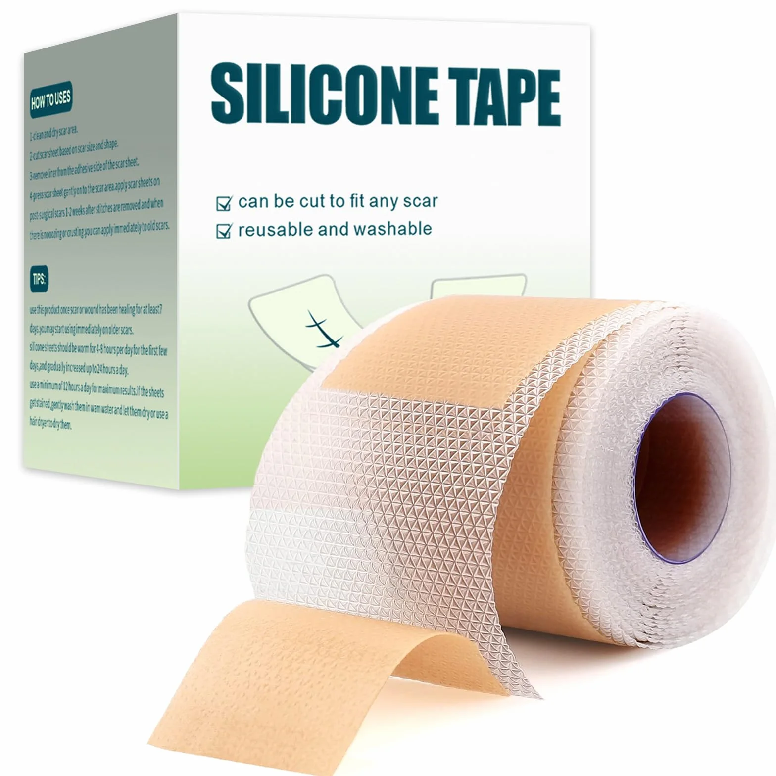 Silikonowy Opatrunek na Blizny, Profesjonalny, Wielokrotnego Użytku, 4 cm x 300 cm (4cm x 150cm)