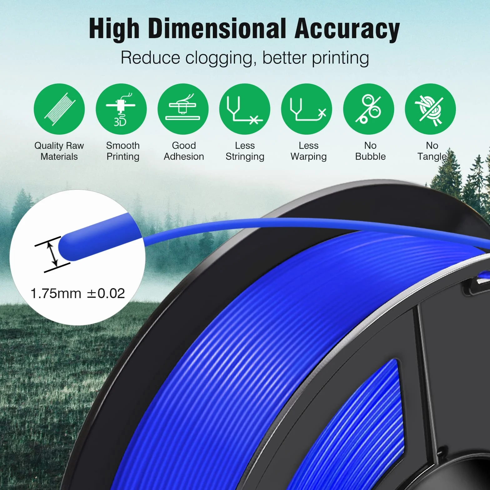 SUNLU ASA Filament 1,75 mm, Odporny na Promieniowanie UV/Deszcz/Ciepło Filament do Drukarek 3D, Wytrzymały Filament 3D, Szpula 1KG ASA Niebieski
