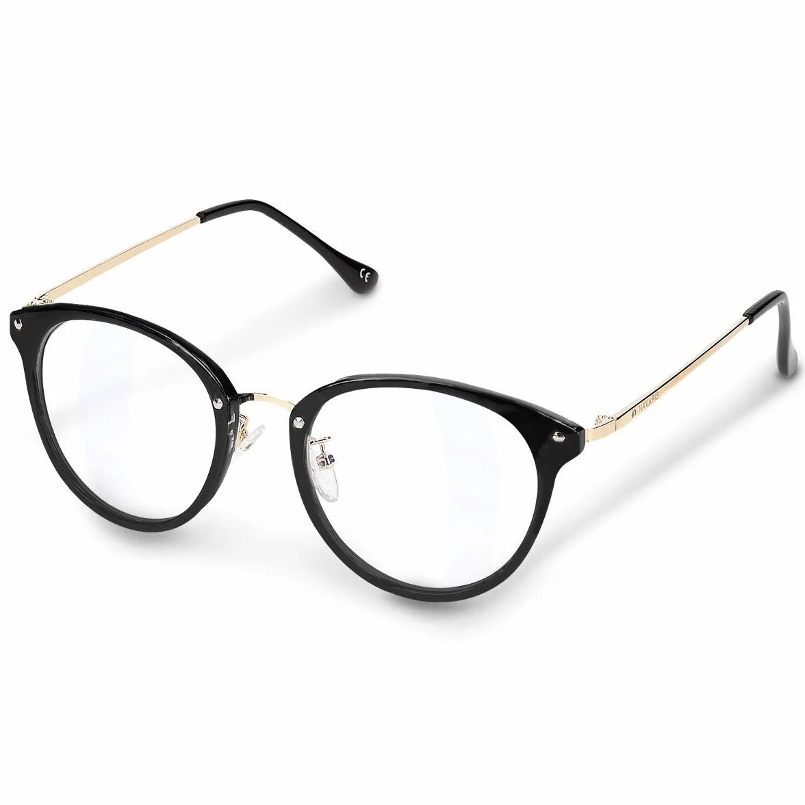 Navaris Okulary Retro Bez Recepty - Damskie/Męskie Vintage 50/Nerd/Komputerowe - Z Metalowymi Wspornikami