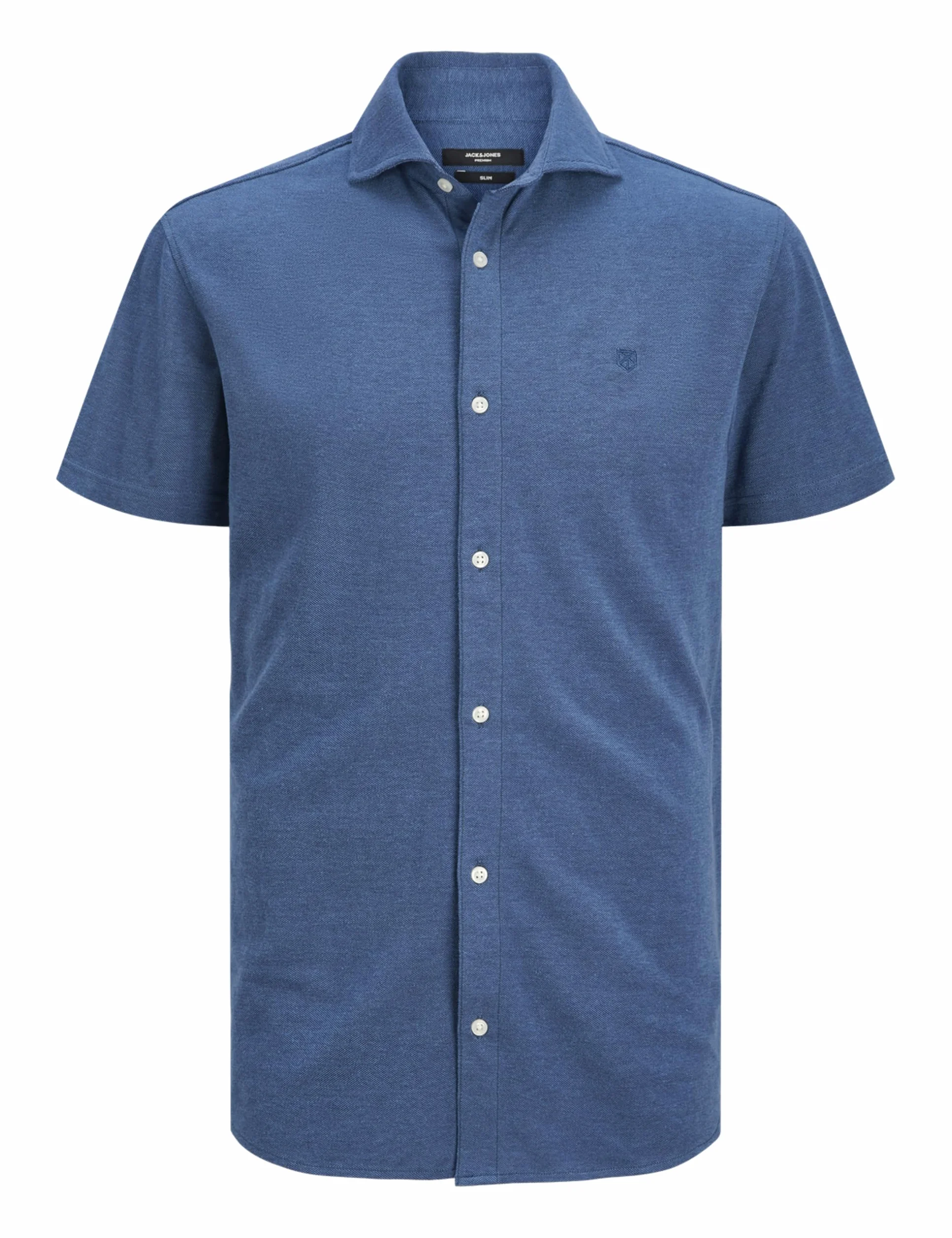 JACK & JONES Męska koszulka Jprblalance Pique S/S SMU, Chambray Blue, S