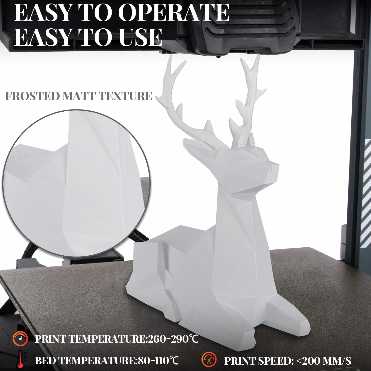 Glasfaser PETG Filament 1.75mm, hohe Schlagzähigkeit matt PETG-GF 3D Druck Filament, Haltbarkeit & Steifigkeit, perfekt kompatibel mit Bambu Lab FDM 3D Drucker, 1 KG 1 Spule, Frosted Weiß