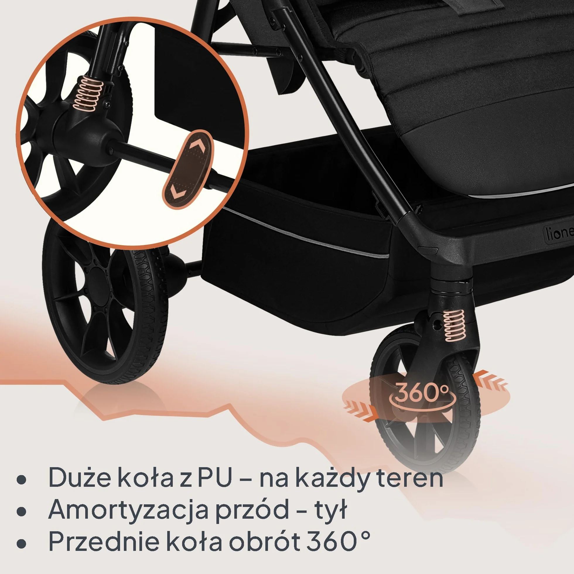 LIONELO MIRA Wózek dziecięcy do 22 kg, od 6 m do 4 lat, kółka obrotowe o 360°, całkowita amortyzacja, regulowany oparcie i podnóżek, XXL, UPF50, duży kosz do 3 kg (różowy)