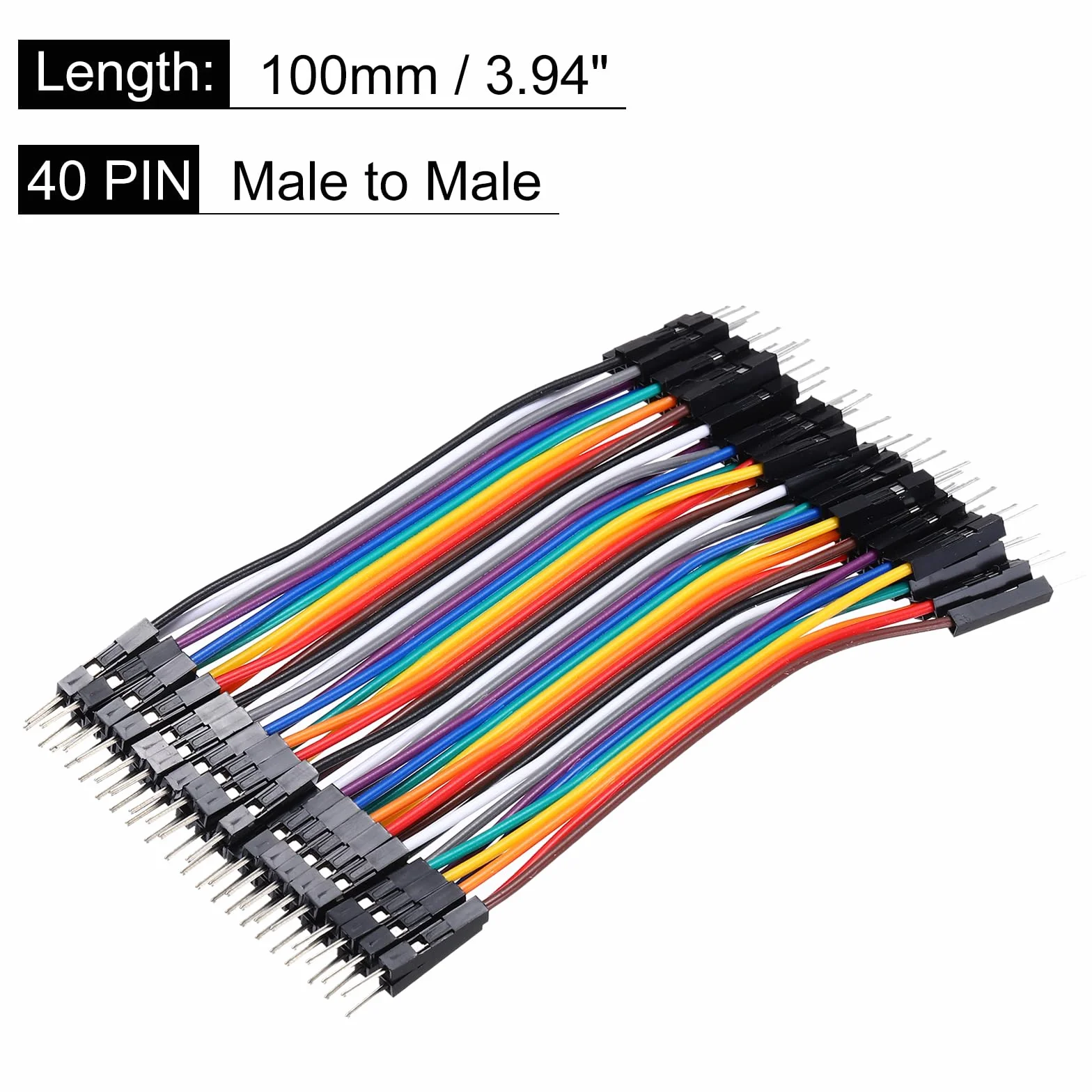 QUARKZMAN Wtyczka na wtyczkę, 40-biegunowy kabel połączeniowy do płytek wtykowych, wymiar rastra 2,54 mm, kabel płaski, długość 10 cm, elektroniczny kabel taśmowy do elektroniki, 1 sztuka