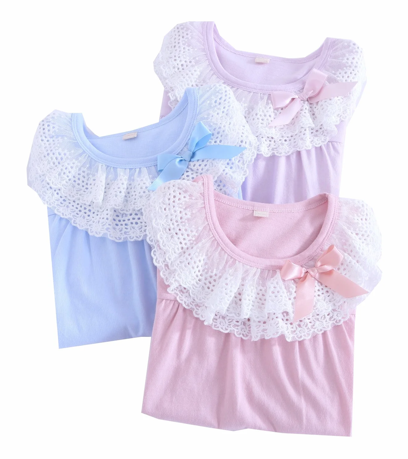 ABClothing Mama i dziewczęce pasujące koronkowe koszule nocne i kokardki 100% bawełna bielizna nocna dla malucha 5-14 lat
