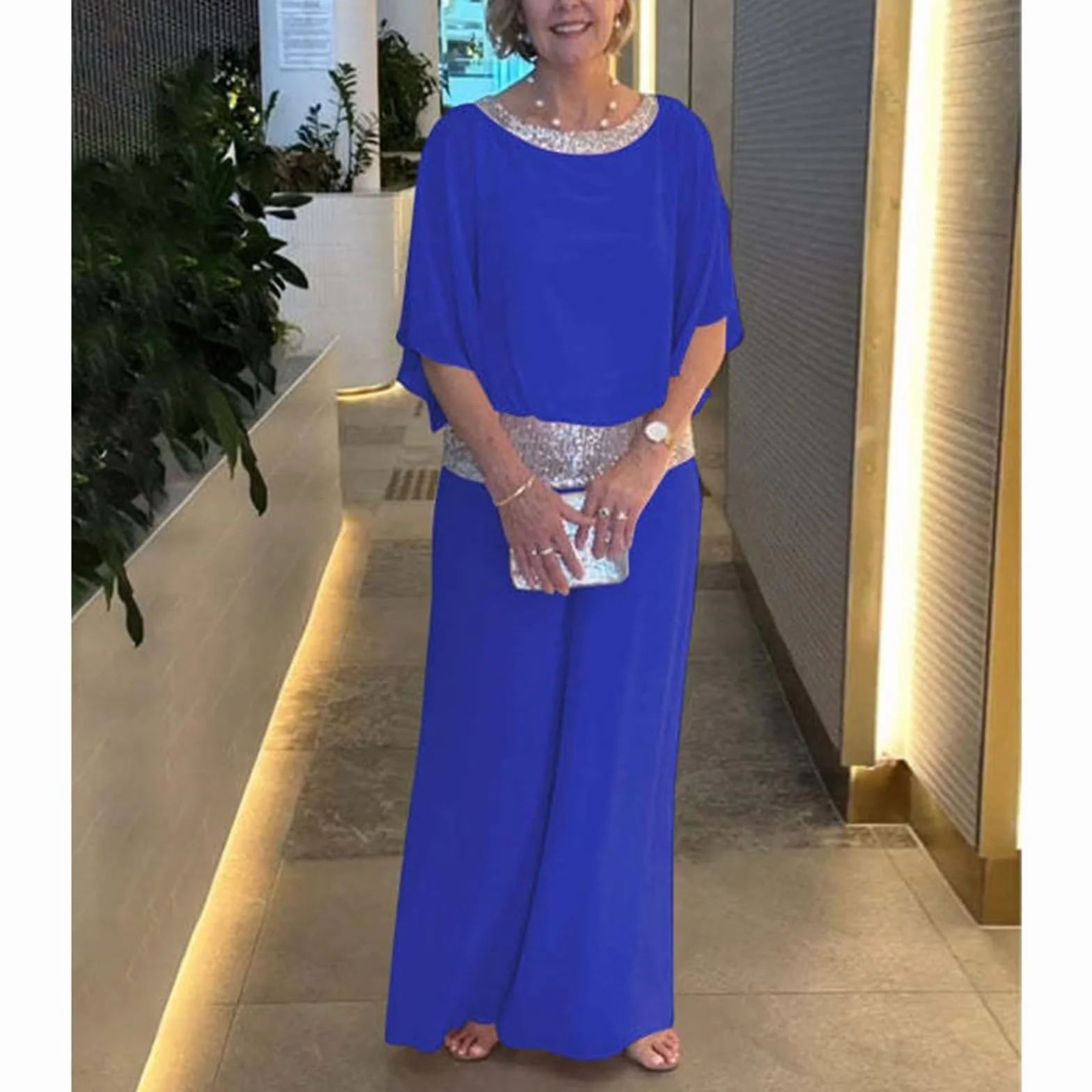 Elegancki dwuczęściowy zestaw z cekinami dla kobiet eleganckie cekinowe garnitury półformalne spodnie garnitury na wesele wieczorne przyjęcie
