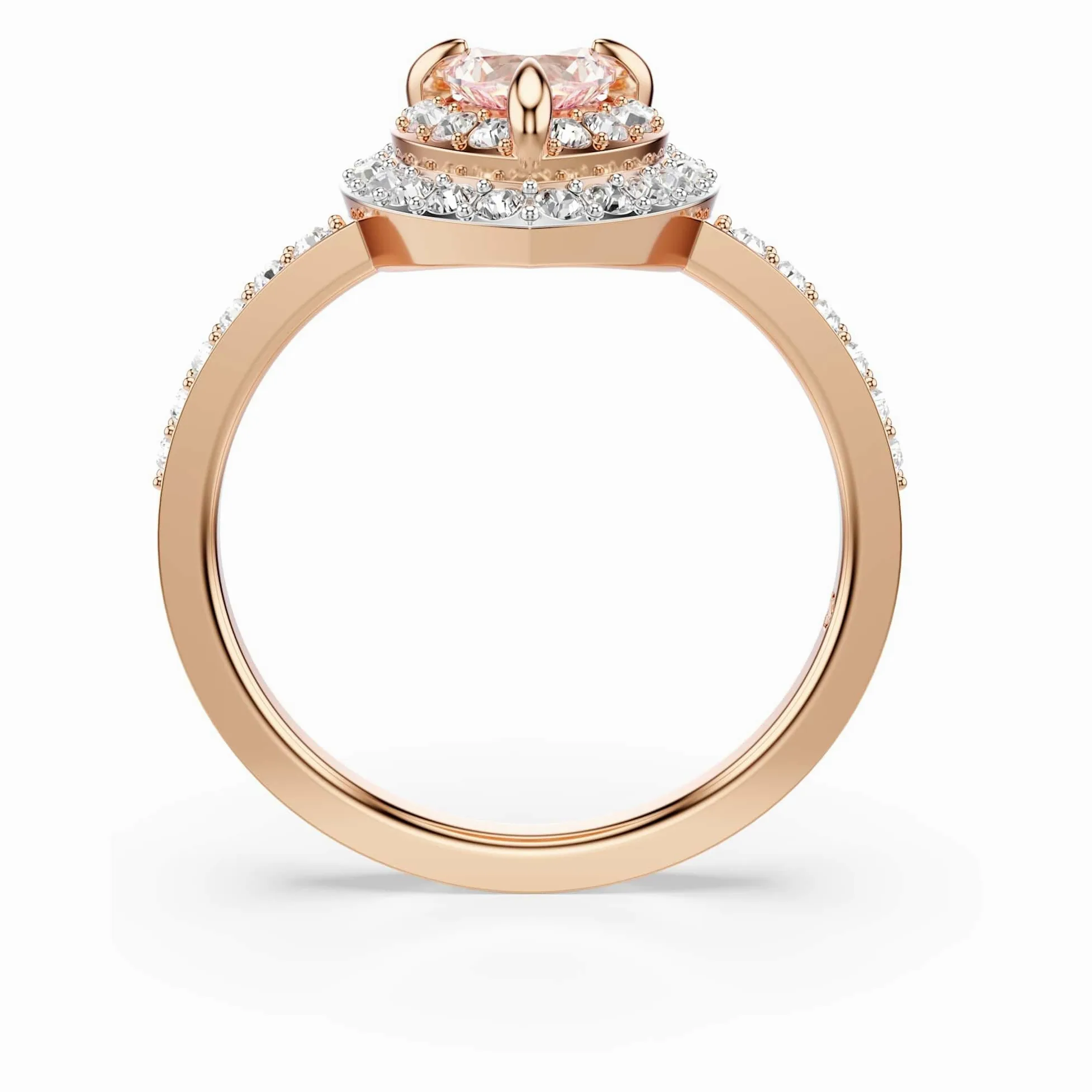 Swarovski One Kolekcja Pierścionek z motywem, Szlif w kształcie serca, Pavé, Serce, Różowy, Wykończenie z mieszanego metalu