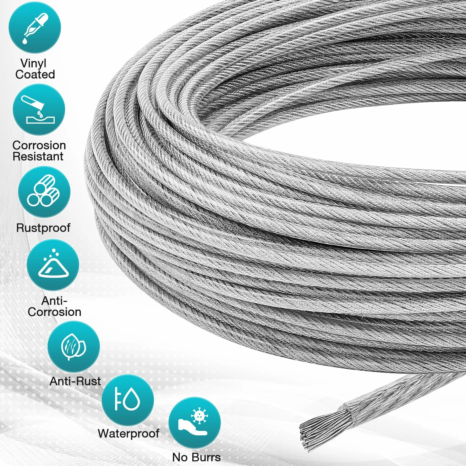 20m zestaw lin ze stali nierdzewnej, 3 mm wytrzymały drut do zawieszania lamp, roślin pnących, ogrodzeń i nie tylko - zawiera ściągacze, zaciski, naparstki