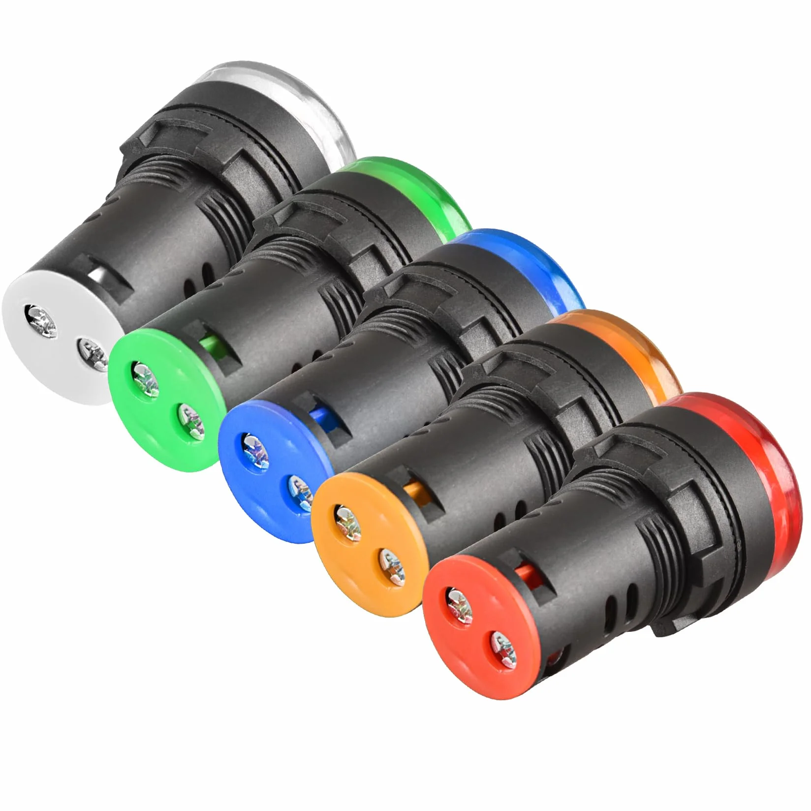 Heschen Wskaźnik LED 22 mm AD16-22D/S 220VAC 20mA czerwony zielony żółty niebieski biały kolor światła 5-pak