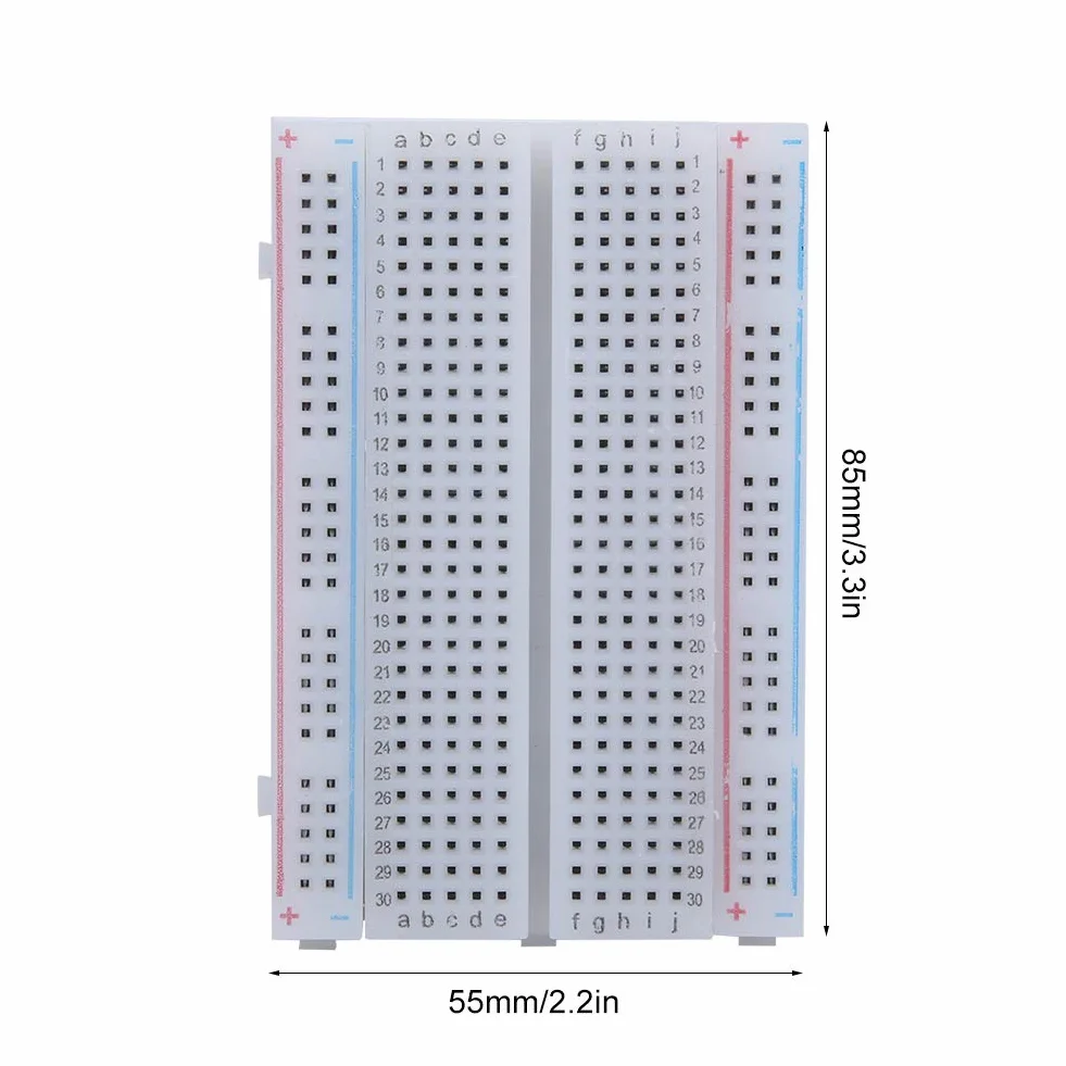 Płytka prototypowa wielokrotnego użytku, PCB 85 × 55 mm / 3,3 × 2,2 cala 400-punktowa płytka drukowana bez lutowania