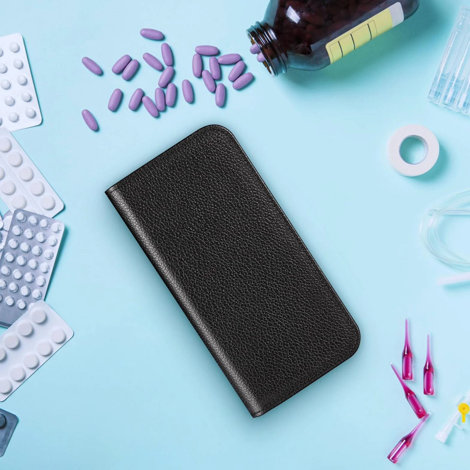 MEDMAX Etui do Omnipod 5, lekka sztuczna skóra, etui ochronne, pokrowiec ochronny dla cukrzyków, torba do przechowywania urządzenia Omnipod 5, (czarny)