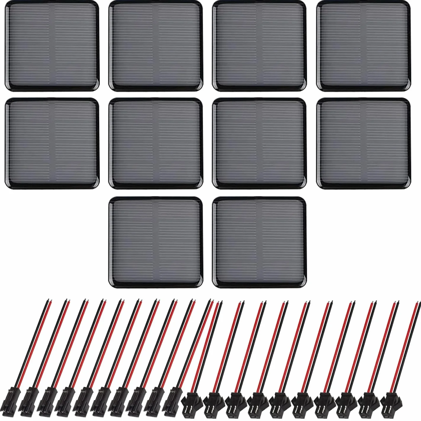 GTIWUNG 10 sztuk mini monokrystalicznych ogniw solarnych, 2 V, 50 x 50 mm, zestaw modułów solarnych, mikro paneli słonecznych, mini przenośne ogniwa słoneczne do energii słonecznej, majsterkowania