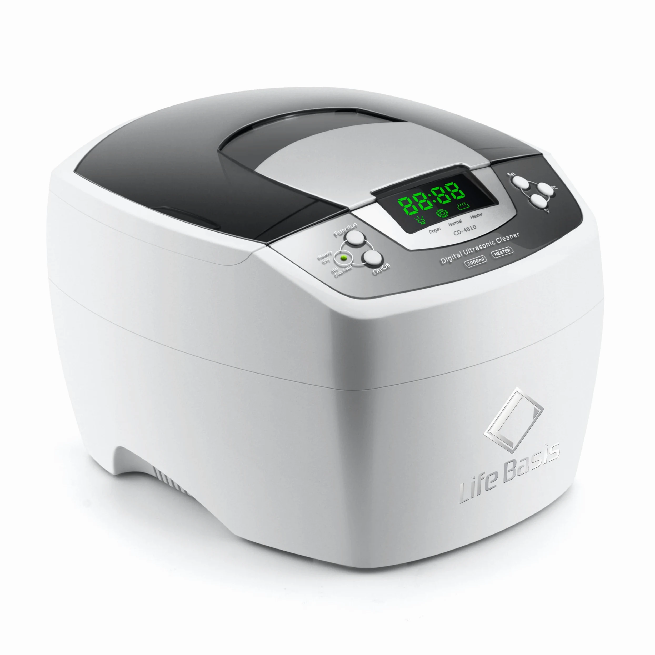 LifeBasis Cyfrowa myjka ultradźwiękowa 2 l, 35 kHz, urządzenie do czyszczenia ultradźwiękowego z ogrzewaniem i stopniami, z timerem, 1-30 min, kąpiel ultradźwiękowa do okularów, biżuterii, narzędzi, pędzli, chirurgiczna, 160 W