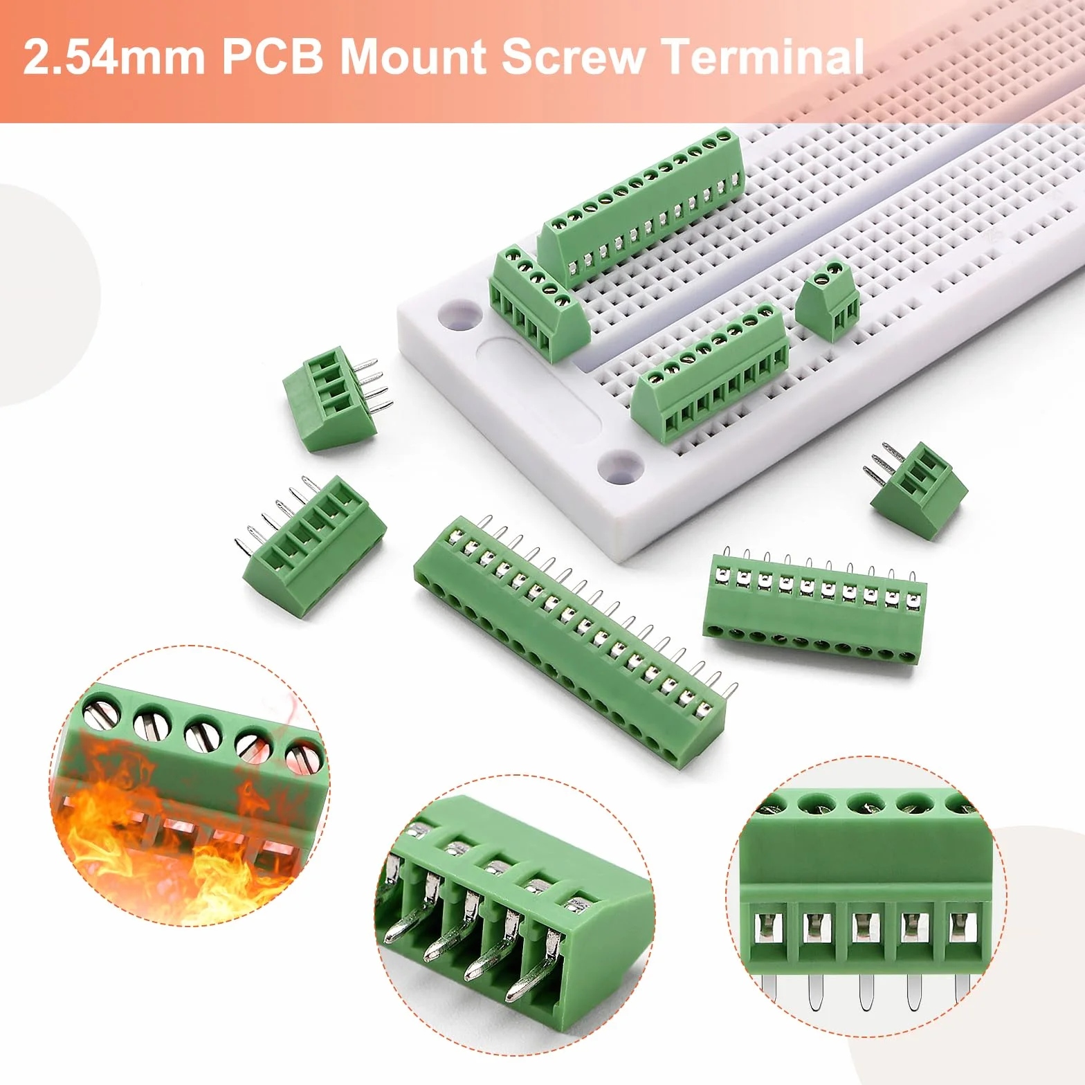 20 Sztuk 2-pinowe Złącze Śrubowe 2.54mm Montażu na Płytce Drukowanej, 150V 6A Zaciski Montażu na PCB, do Projektów Elektronicznych