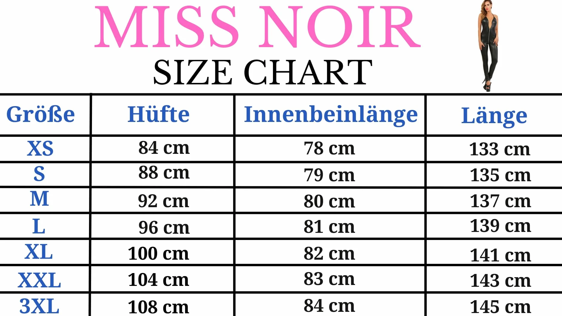 MISS NOIR Damski kombinezon wetlook z odsłoniętymi plecami 4-kierunkowy zamek błyskawiczny 3XL