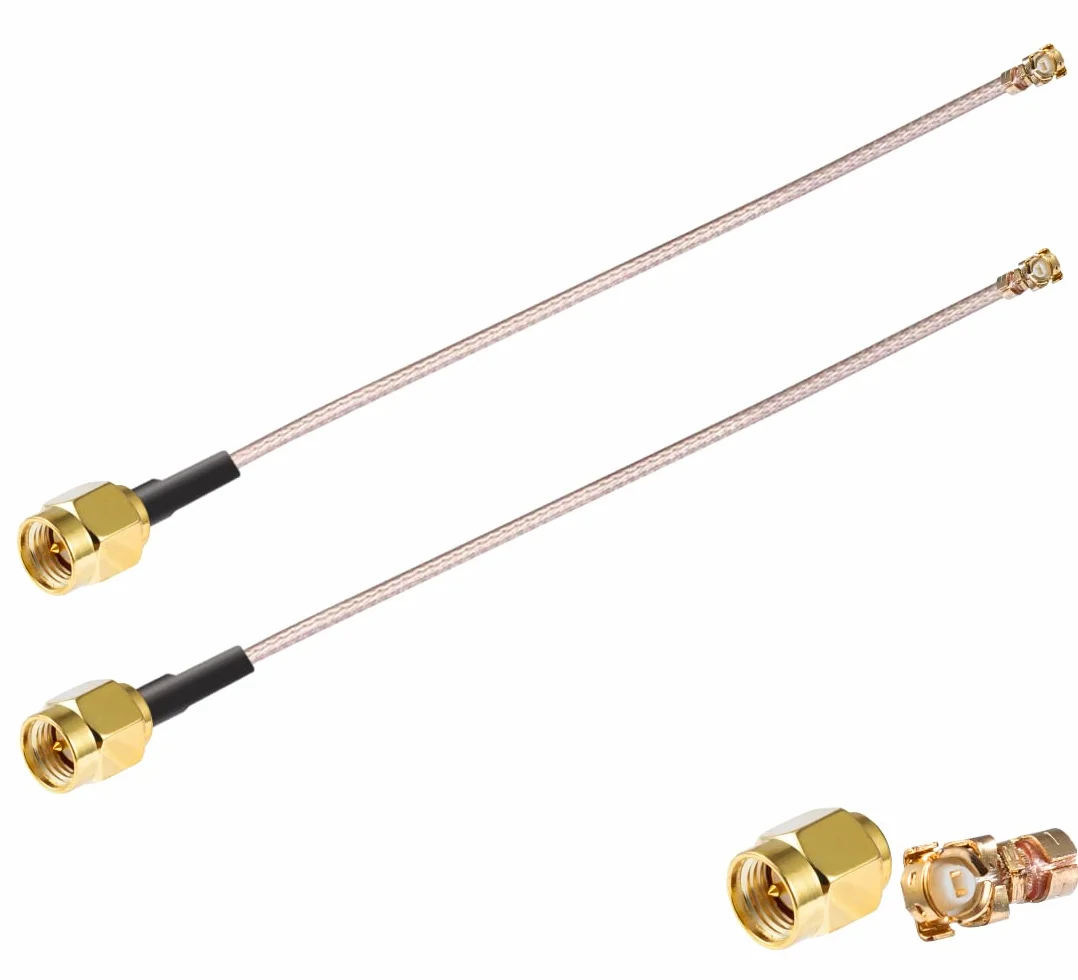 Vecys 2PCS U.F.L.1 na SMA Męski Kabel Koncentryczny o Niskich Stratach 6"/15CM U.F.L.1 RG178 Koncentryczny Pigtailowy do Routera Bezprzewodowego Mini Karta Sieciowa PCIE PCI Wi-Fi WAN Repeater