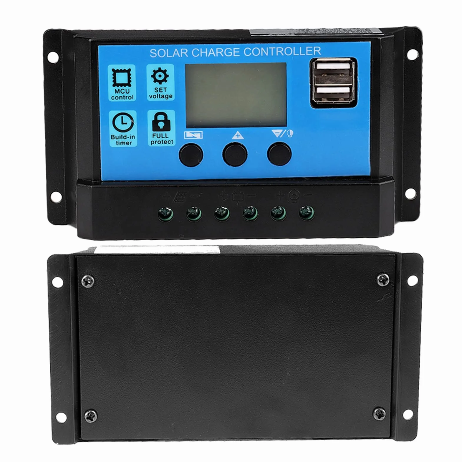 Regulator ładowania słonecznego, PWM 12 V 24 V, automatyczny regulator ładowania solarnego, regulator baterii panelu słonecznego, podwójny wyświetlacz LCD USB (40 A)