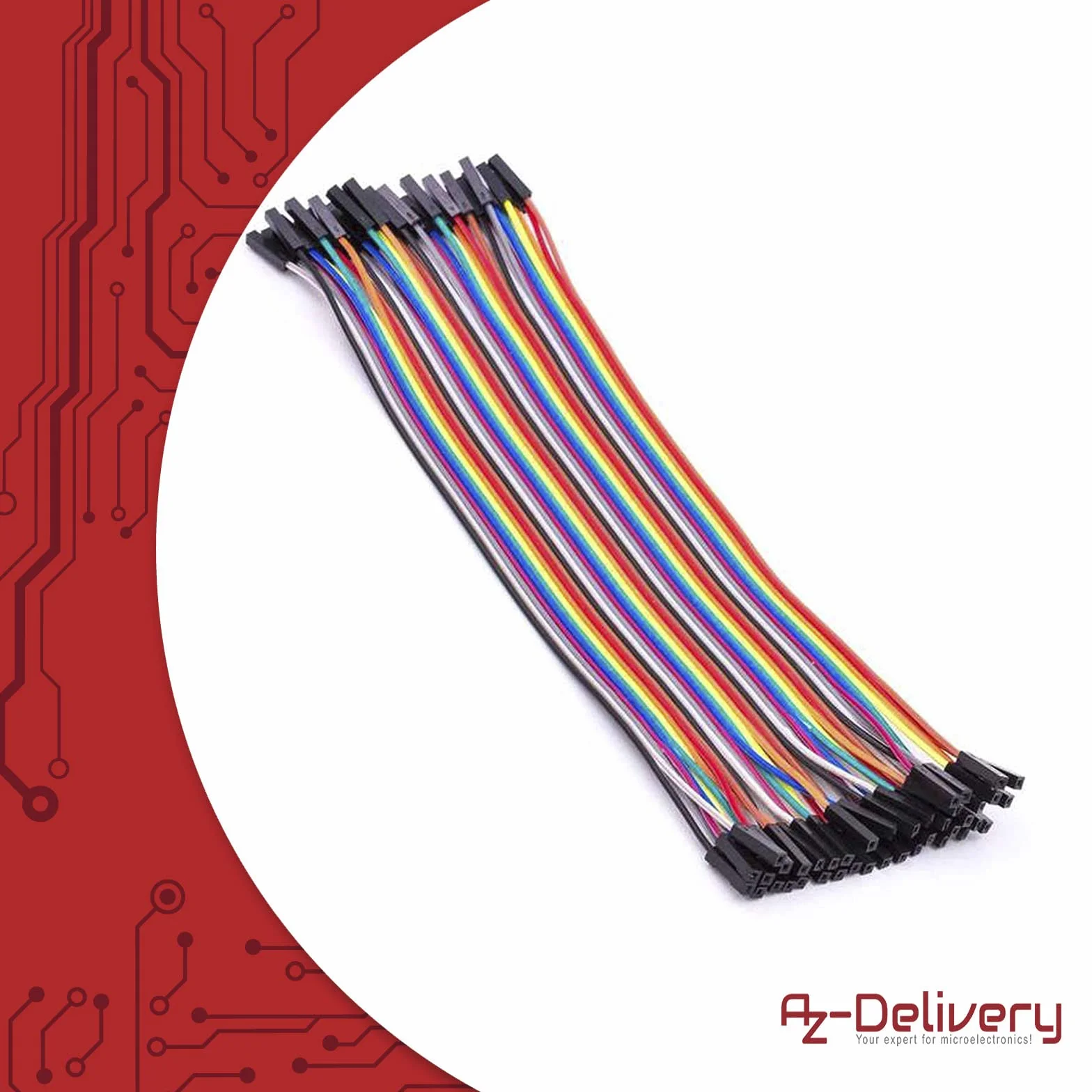 AZDelivery 5 x Jumper Wire Cable 40 szt. każdy 20 cm F2F Female to Female kompatybilny z Arduino i Raspberry Pi Breadboard tym e-Book!