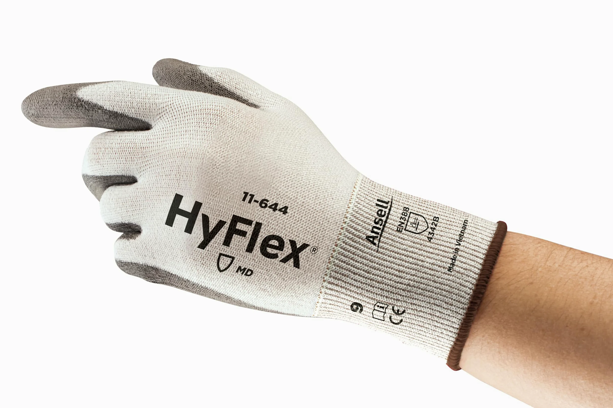 Ansell Hyflex 11-644 Robocze rękawice do ochrony mechanicznej, Rozmiar 11 (2XL), Szary (12 Par)