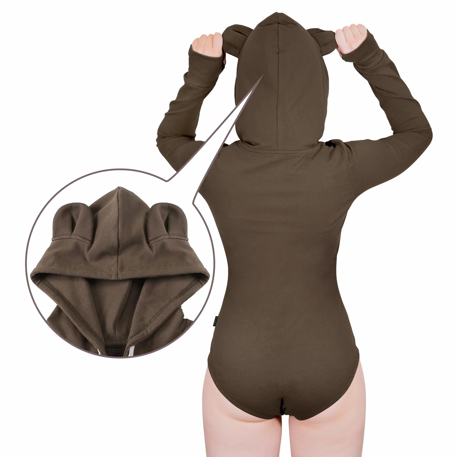 LittleForBig Bawełniany kombinezon jednoczęściowa piżama z kapturem body - przytulny miś bluza z kapturem Onesie