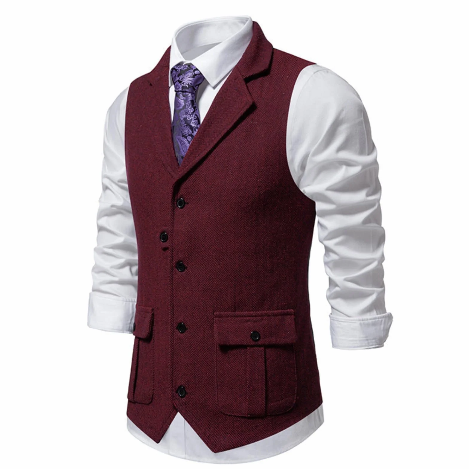 Męska kamizelka sztruksowa w stylu vintage, męska kamizelka, tweed retro, kamizelka bez rękawów, casualowa, biznesowa kamizelka