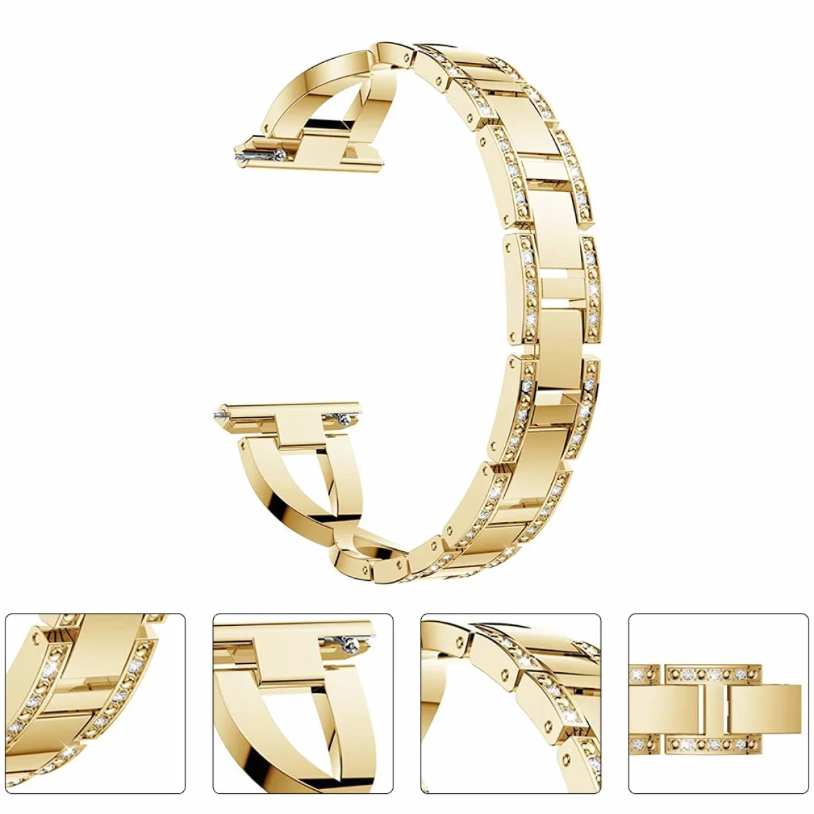 1 Pasek Do Zegarka Opaska Na Nadgarstek Link Przyjazny Dla Skóry Pasek 22Mm Pasek Do Smartwatcha Ze Stali Nierdzewnej Rhinestone Damskie Opaski Vintage Metalowy Pasek Do