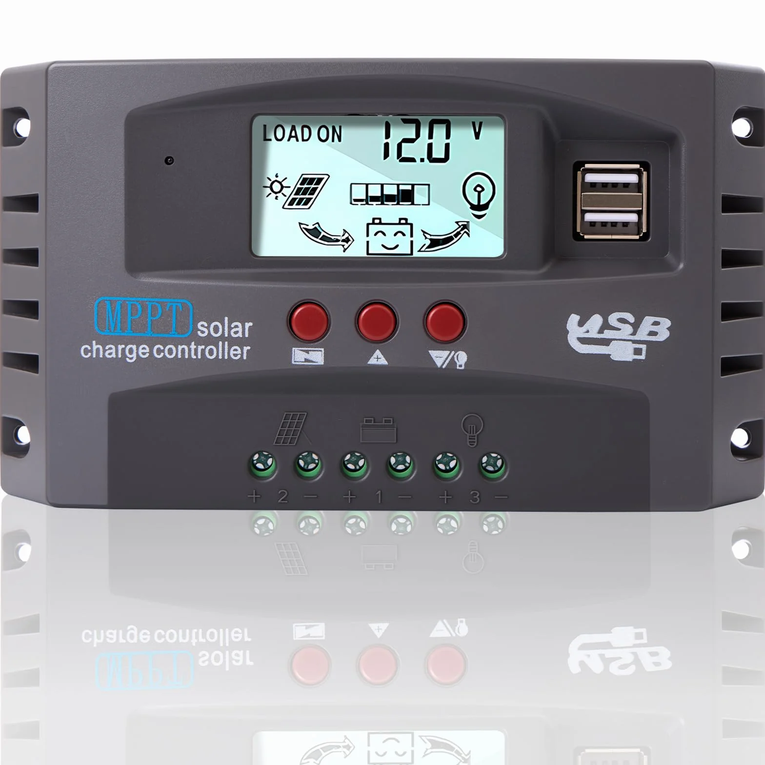 Yoving MPPT 100 A regulator ładowania słonecznego wodoodporny do systemów solarnych 12 V/24 V, wyświetlacz LCD (panel słoneczny, bateria, samochód kempingowy), ciemnoszary