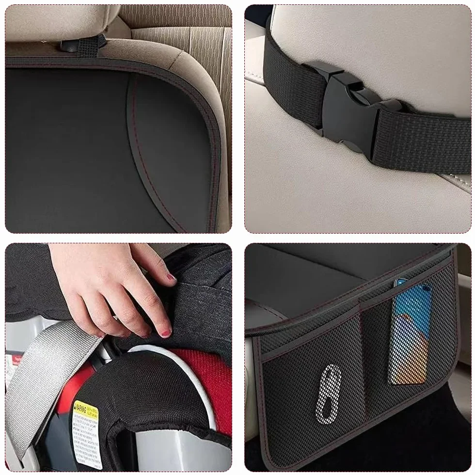 Podkładka pod fotelik samochodowy ISOFIX, z osłoną boczną, z kieszeniami z siatki, ochrona foteli samochodowych, odpowiednia dla niemowląt, małych dzieci
