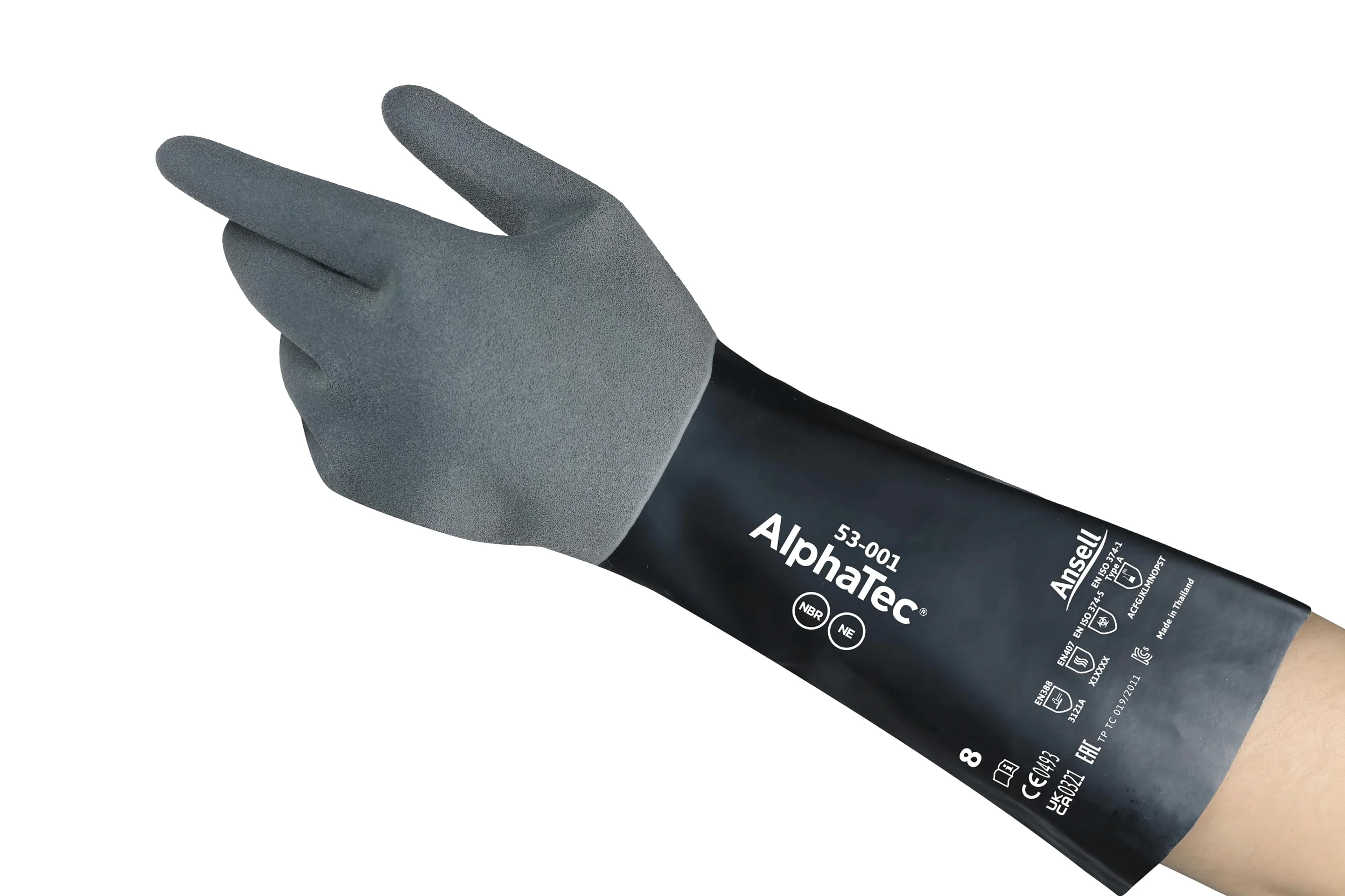 Ansell AlphaTec 53-001 Robocze rękawice do ochrony mechanicznej, Rozmiar 7(S), Czarny (6 Par)