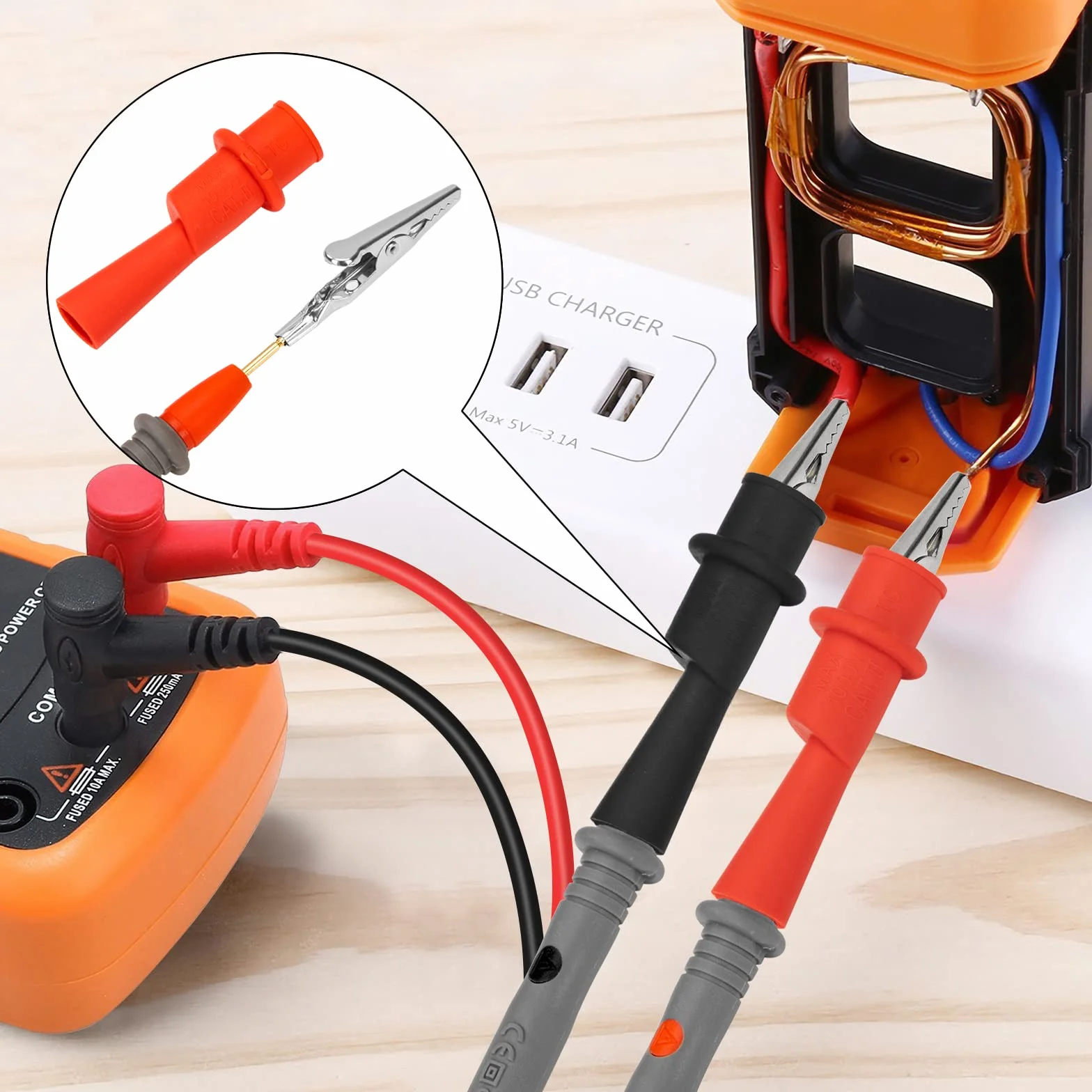 Końcówki testowe do multimetru z chwytakami krokodylkowymi sonda testowa do multimetru Kable pomiarowe Multimetr do testu obwodu elektrycznego Napięcie