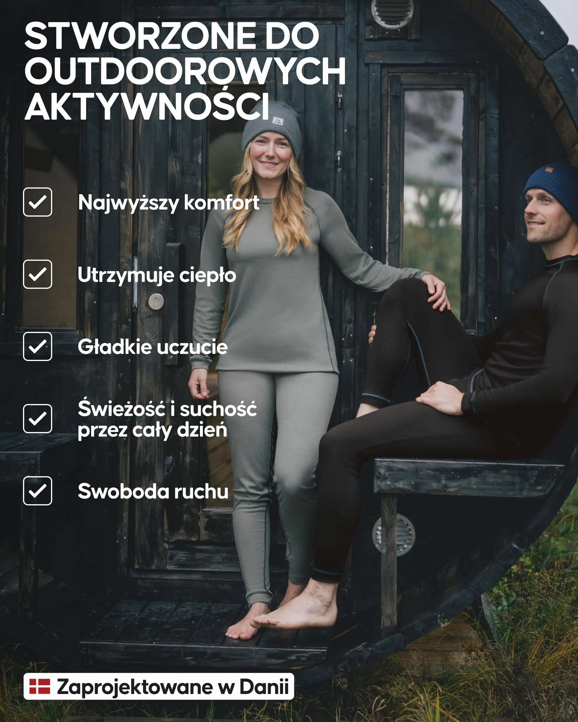 DANISH ENDURANCE Komplet Bielizny Termicznej Męski Damski Koszulka Długim Rękawem Kalesony Legginsy Termoaktywne z Materiałów z Recyklingu