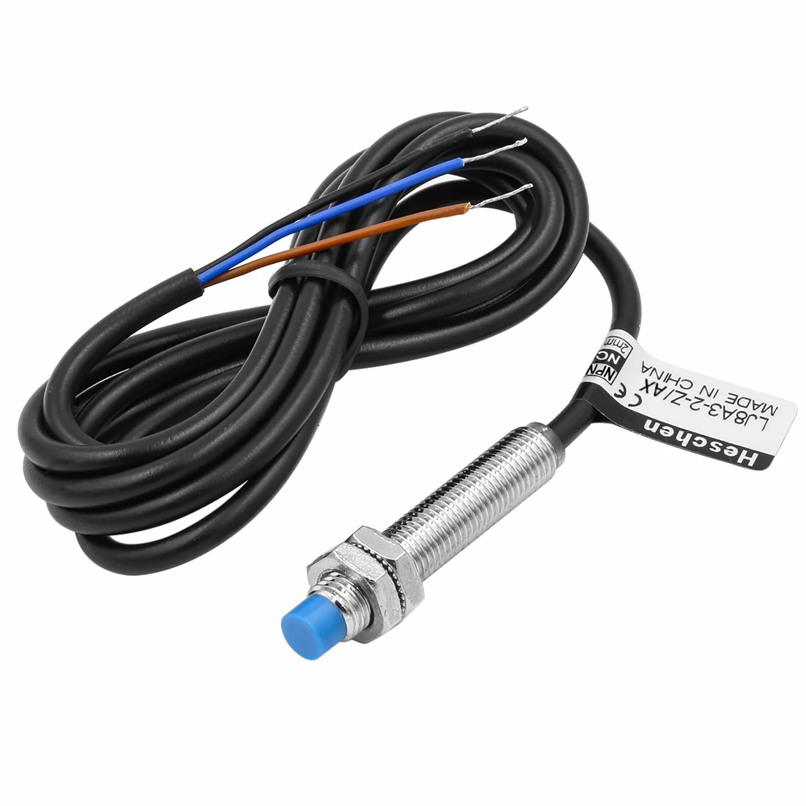 Heschen M8 Indukcyjny czujnik zbliżeniowy przełącznik Typ bez osłony LJ8A3-2-Z/AX Detektor 2mm 10-30VDC 200mA NPN Normalnie zamknięty (NC) 3-przewodowy