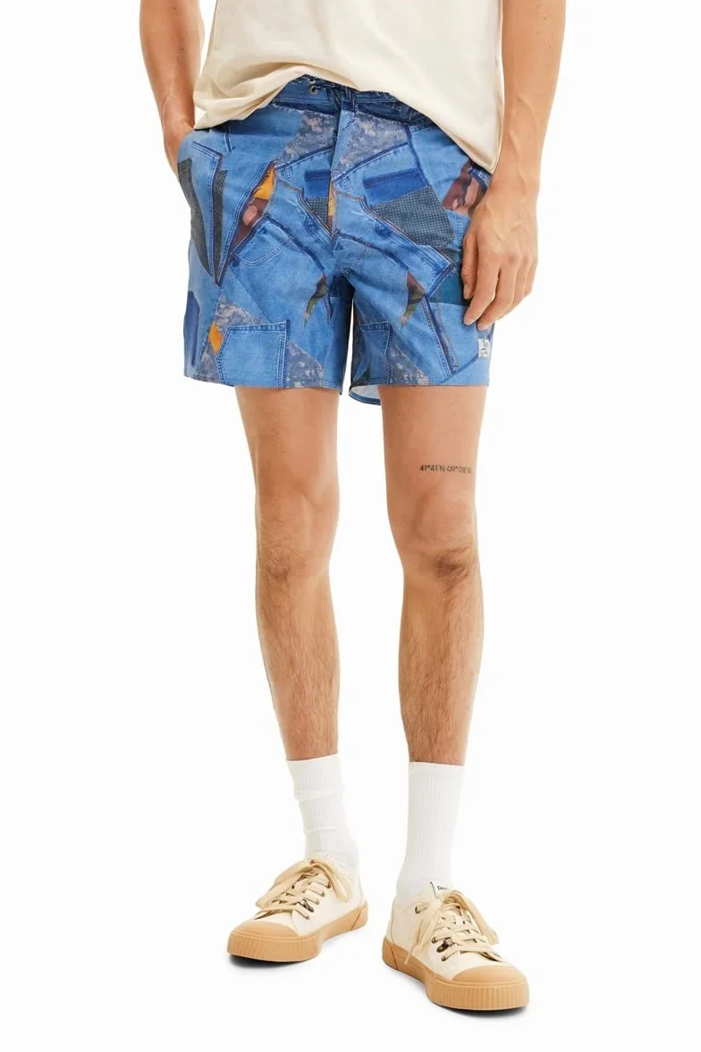 Desigual Bañador_alex 5005 Denim Raw - Szorty męskie WOVEN BOARD Mężczyźni