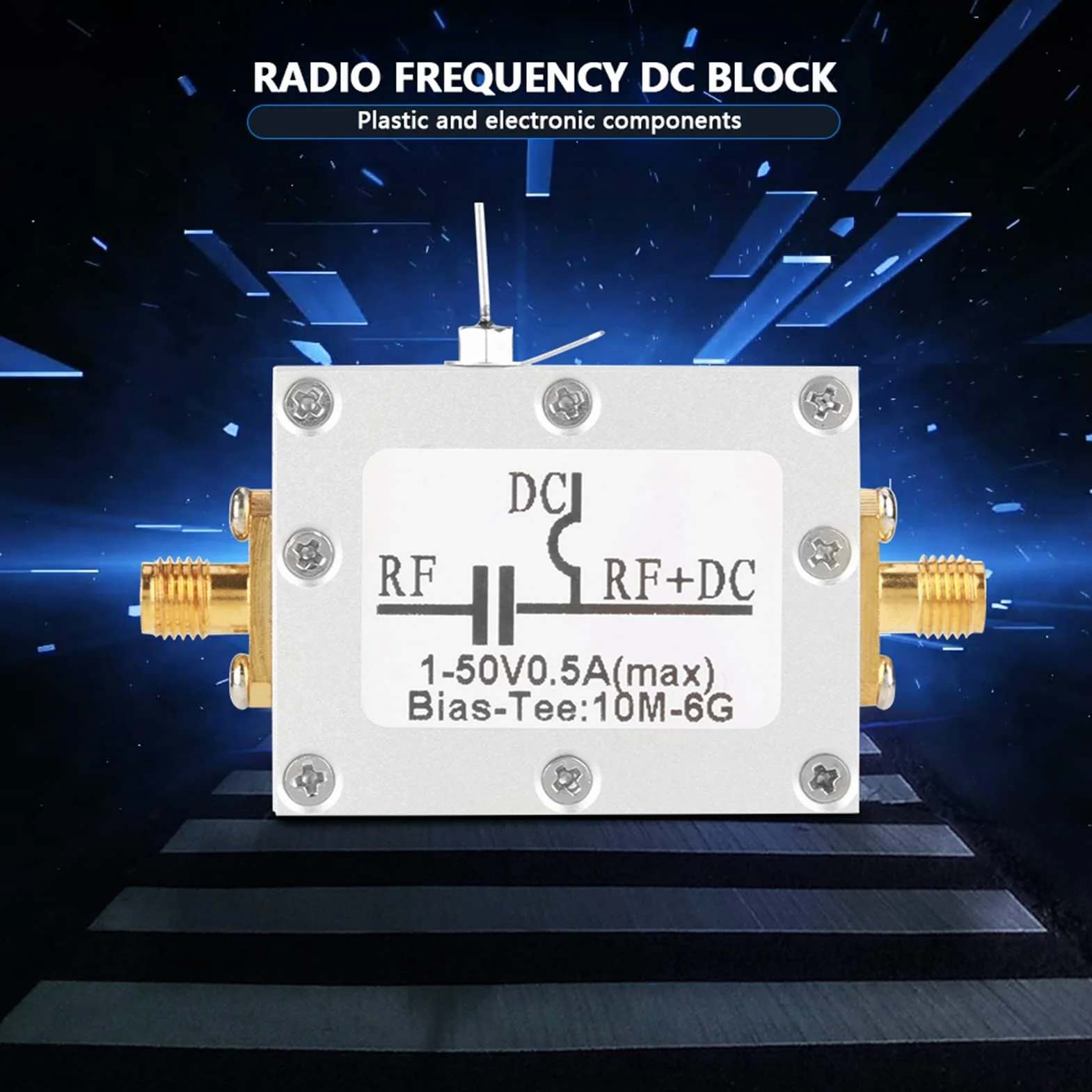 10 MHz-6 GHz Bias Tee szerokopasmowe radio częstotliwość mikrofalowa współosiowy moduł wzmacniacza niskiego hałasu.