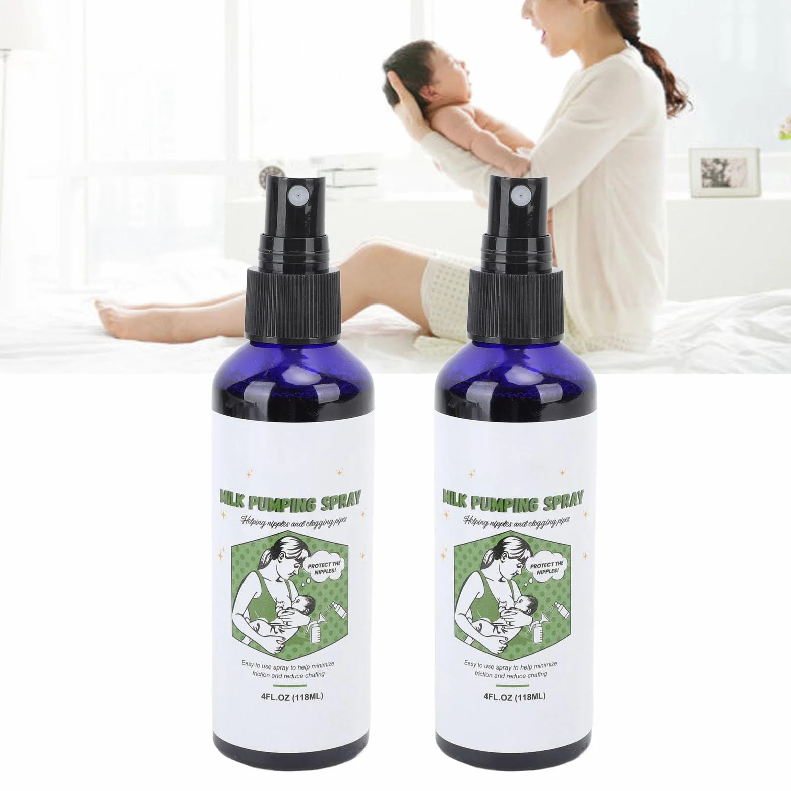 Spray do pompowania piersi, 2 szt., 118 ml, spray do pompowania mleka, nawilżający, odblokowujący sutki, pompka lubrykant w sprayu do karmienia piersią