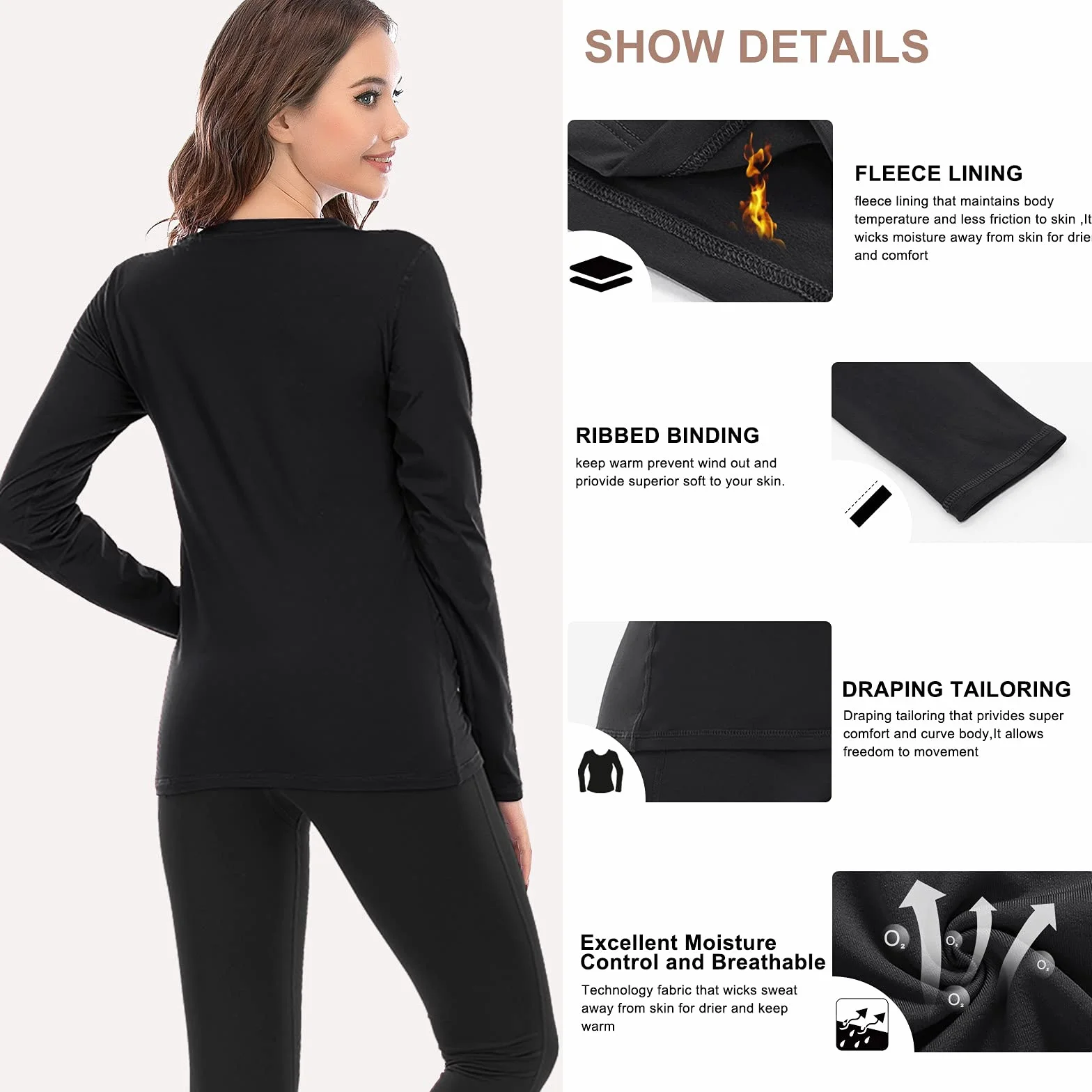MEETWEE Damska koszulka termiczna z długim rękawem Kompresja bielizna Sport T-Shirt Baselayer Racing