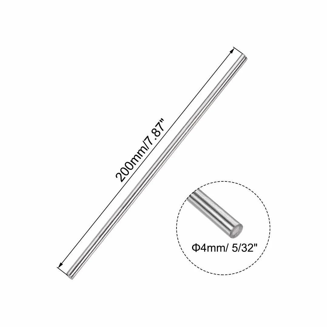sourcing map 5 szt. 4 mm x 200 mm 304 stal szlachetna solidny pręt okrągły do majsterkowania