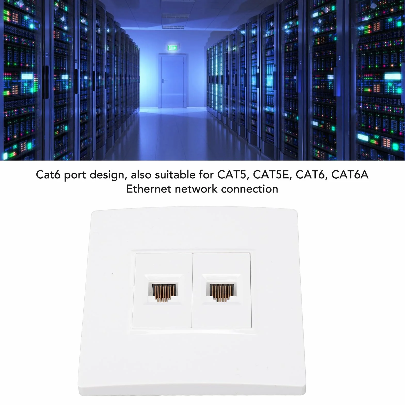2-portowa Płyta ścienna Ethernet, Gniazdko ścienne Ethernet Cat 6, Wyjmowane żeńskie i żeńskie, Płyta ścienna Ethernet Keystone do urządzeń Ethernet Cat5 Cat5e Cat6 Cat6a