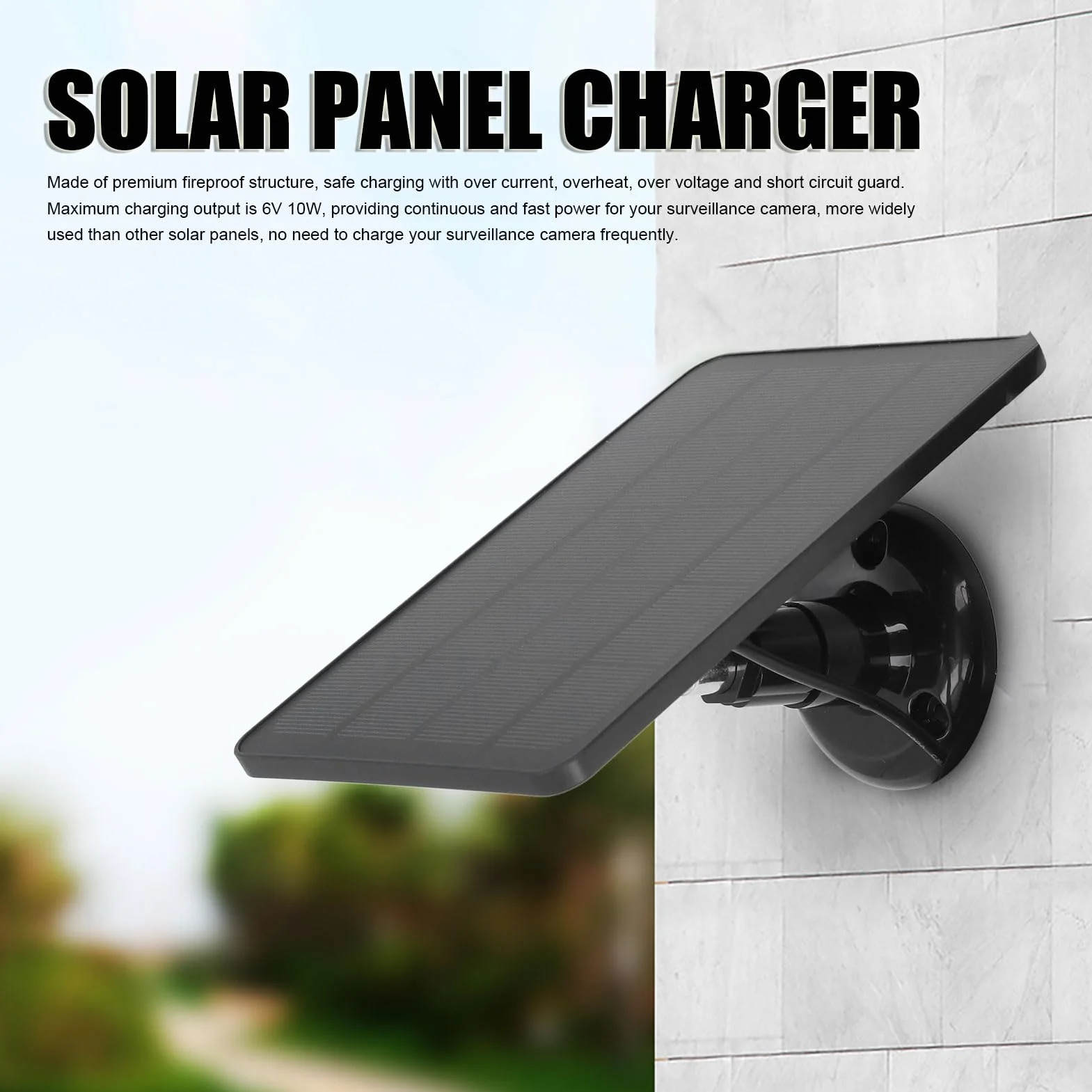 Panel słoneczny 10 W do Ring Spotlight Cam, Ring Stick Up Cam, wodoszczelny IP65, odporny na warunki atmosferyczne zewnętrzny panel ładowania solarnego z regulowanym uchwytem, bezpieczny