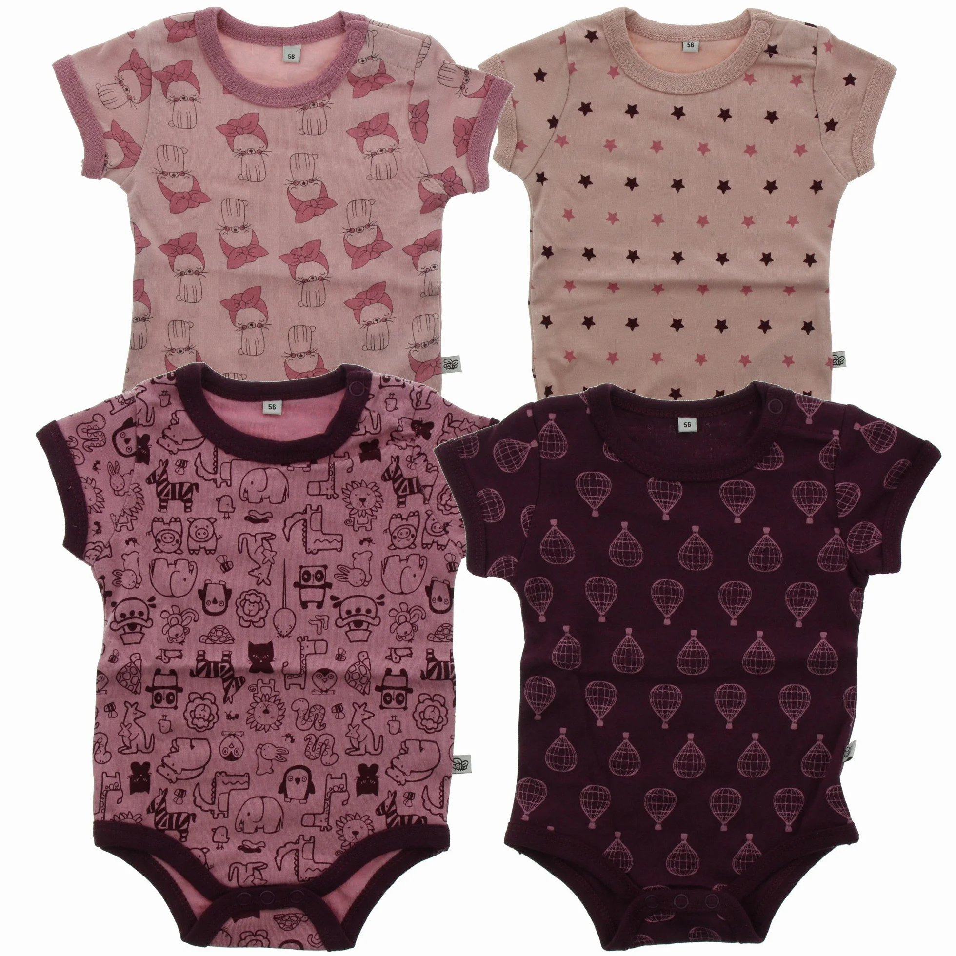 PIPPI Body dziewcz?ce SS AO-printed (4 sztuki) body formuj?ce, fioletowe, 92, liliowy, 92