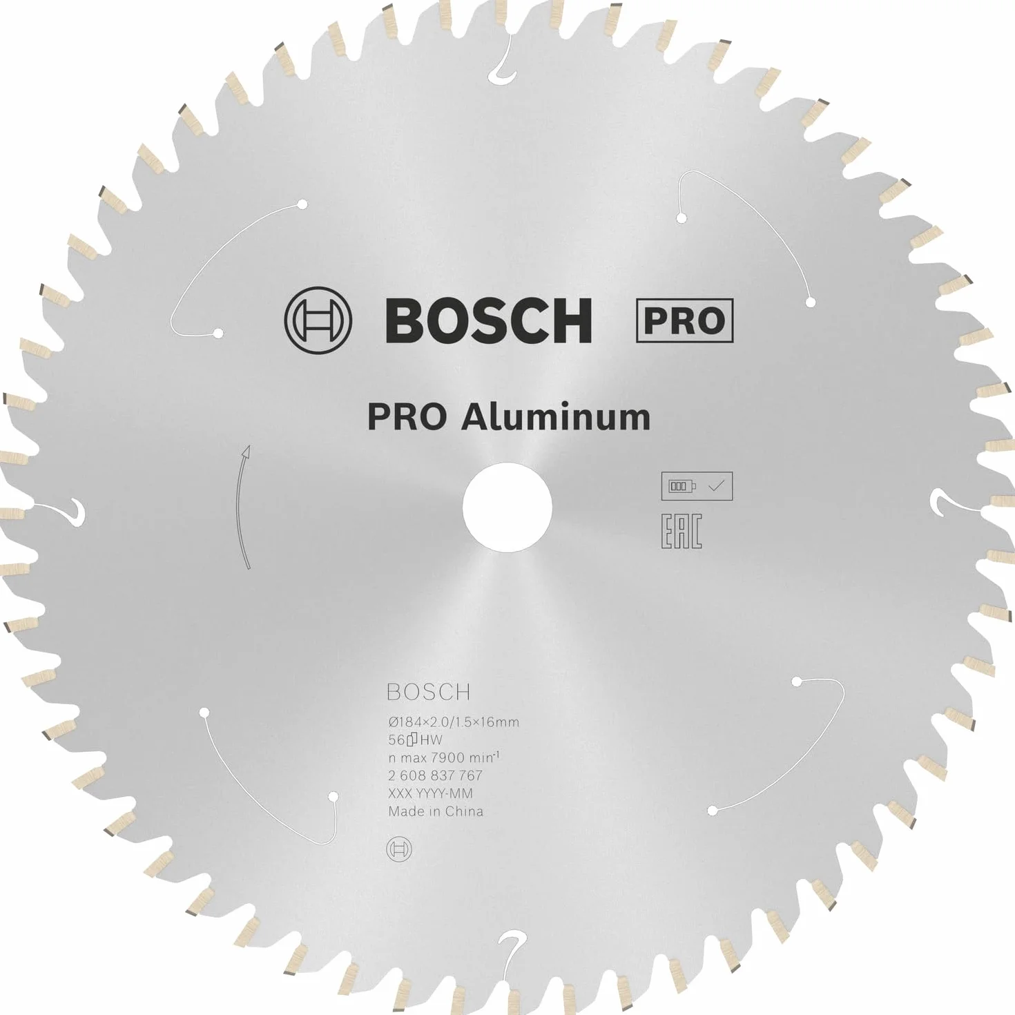 Bosch Professional Piła Tarczowa Standard for Aluminium, do Aluminium, 184 x 16 x 2 mm, 56 Zęby, Akcesoria do Piły Tarczowej