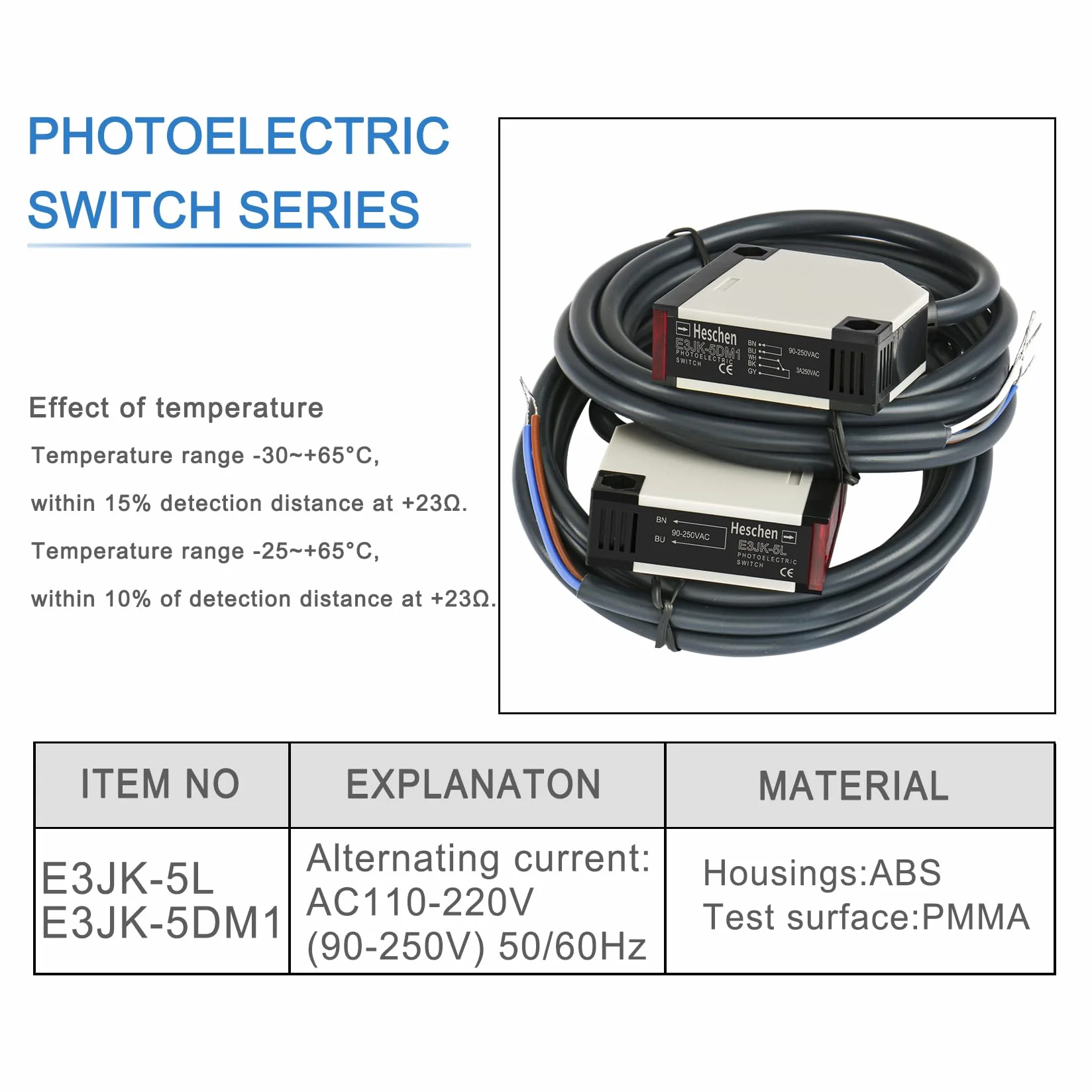 Heschen przełącznik fotoelektryczny E3JK-5DM1-5L AC 90-250 V typ bijekcji odległość wykrywania 5 m