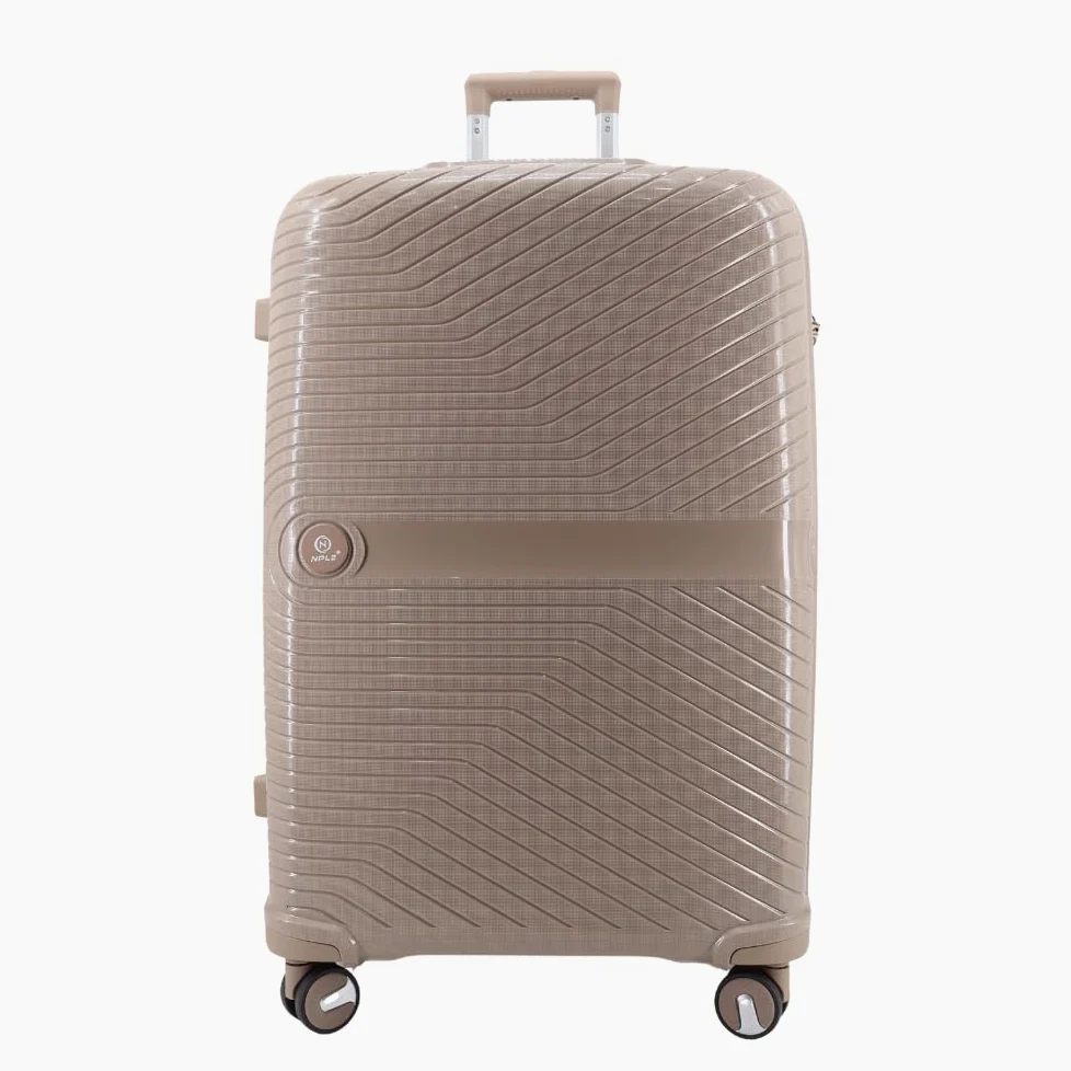 Solid walizka transportowa z możliwością rozbudowy, beżowa, 100% polipropylen, duża 75 x 50 x 30 cm, 4 ciche podwójne koła, 4,1 kg, z zamknięciem TSA