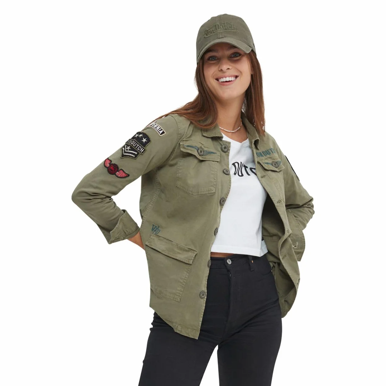 Von Dutch Damska bawełniana kurtka Angel Khaki, zielony, L