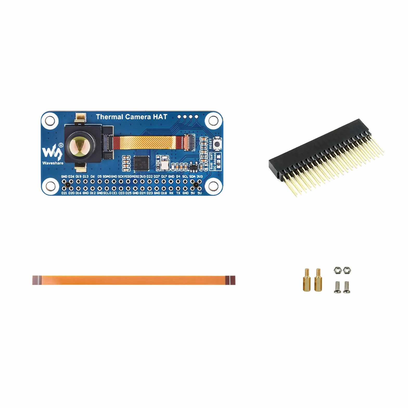 Waveshare Long-Wave IR Thermal Imaging Camera Module, 80×62 Pixels, 45°FOV, Available with 40PIN GPIO Header
