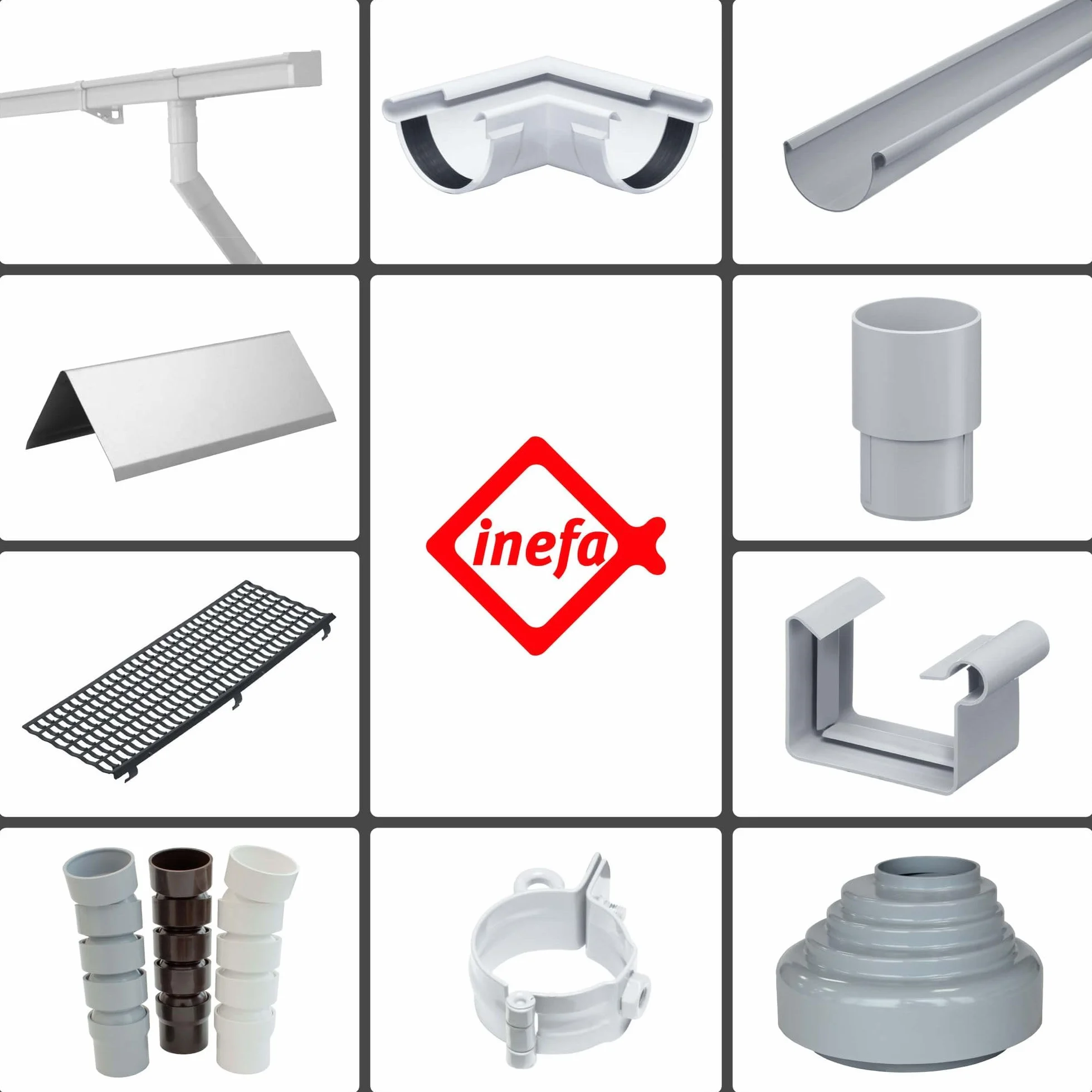 INEFA Reduktor rury spustowej, PVC 100/75mm ciemnobrązowy Akcesoria do rur spustowych z tworzywa sztucznego, łącznik, prosty montaż na wcisk, Made in Germany