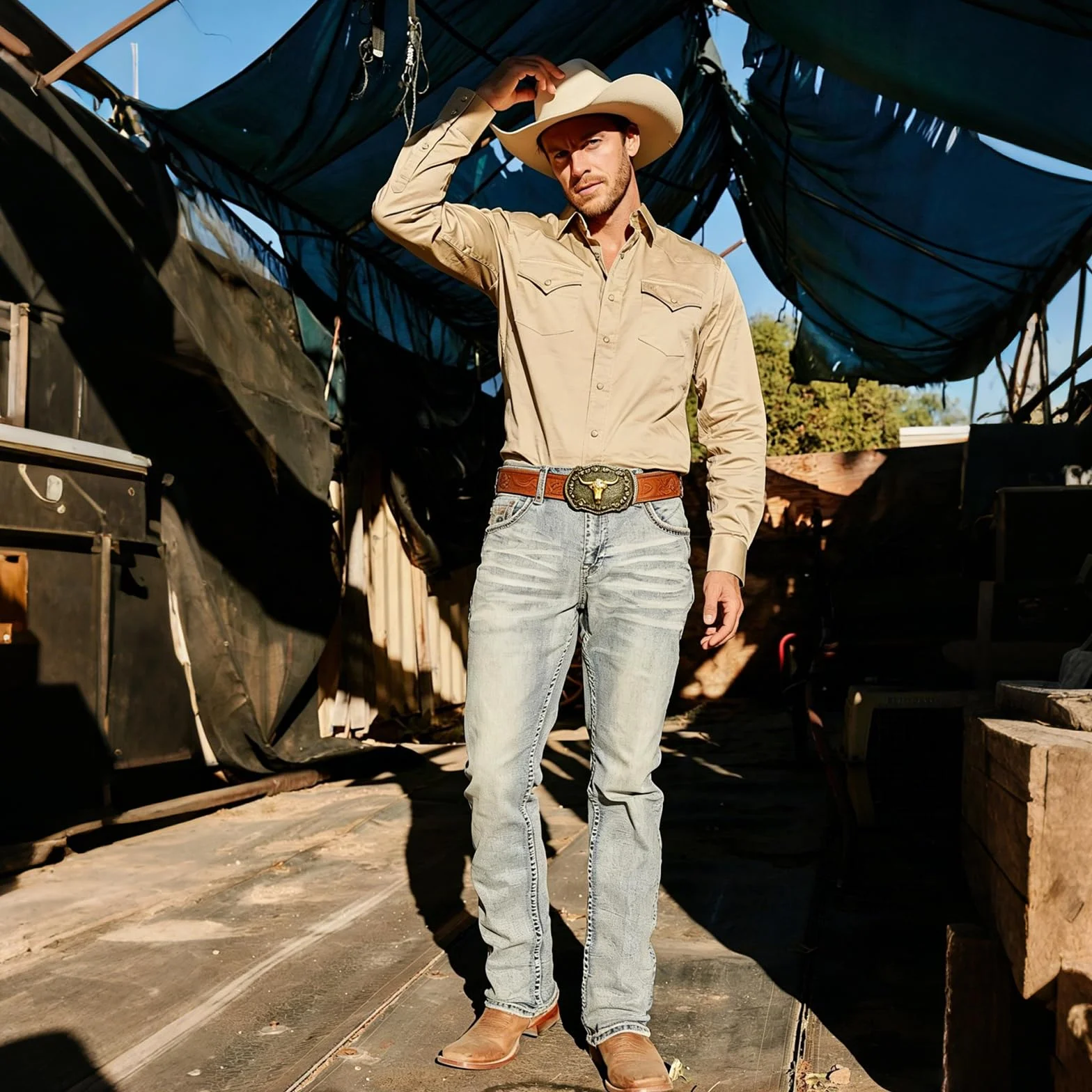 Cowboy pasek męski skórzany – westernowy damski kowboj z longhorn Bull Western, klamra do paska, tłoczenie kwiatowe, brązowy, damski w stylu country, do dżinsów, na co dzień, imprezę, prezent