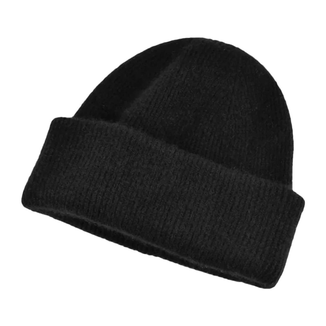 czapka beanie， Męska zimowa wszechstronna solidna dwuwarstwowa pogrubiona czapka czapka z litego kaszmiru damskie ciepłe czapki z dzianiny czapki prezenty(Black)