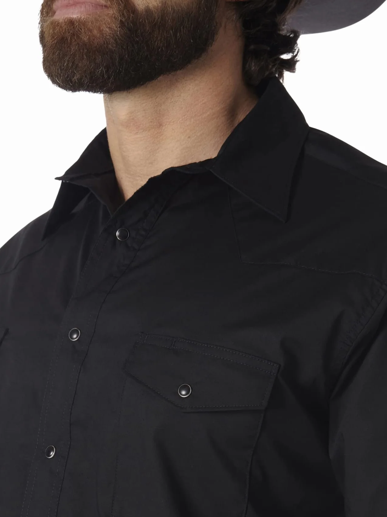 Wrangler Koszula Mężczyźni Koszula robocza z długim rękawem kowbojski krój zachodni z długim rękawem zatrzaskowe sprane (1 w zestawie)